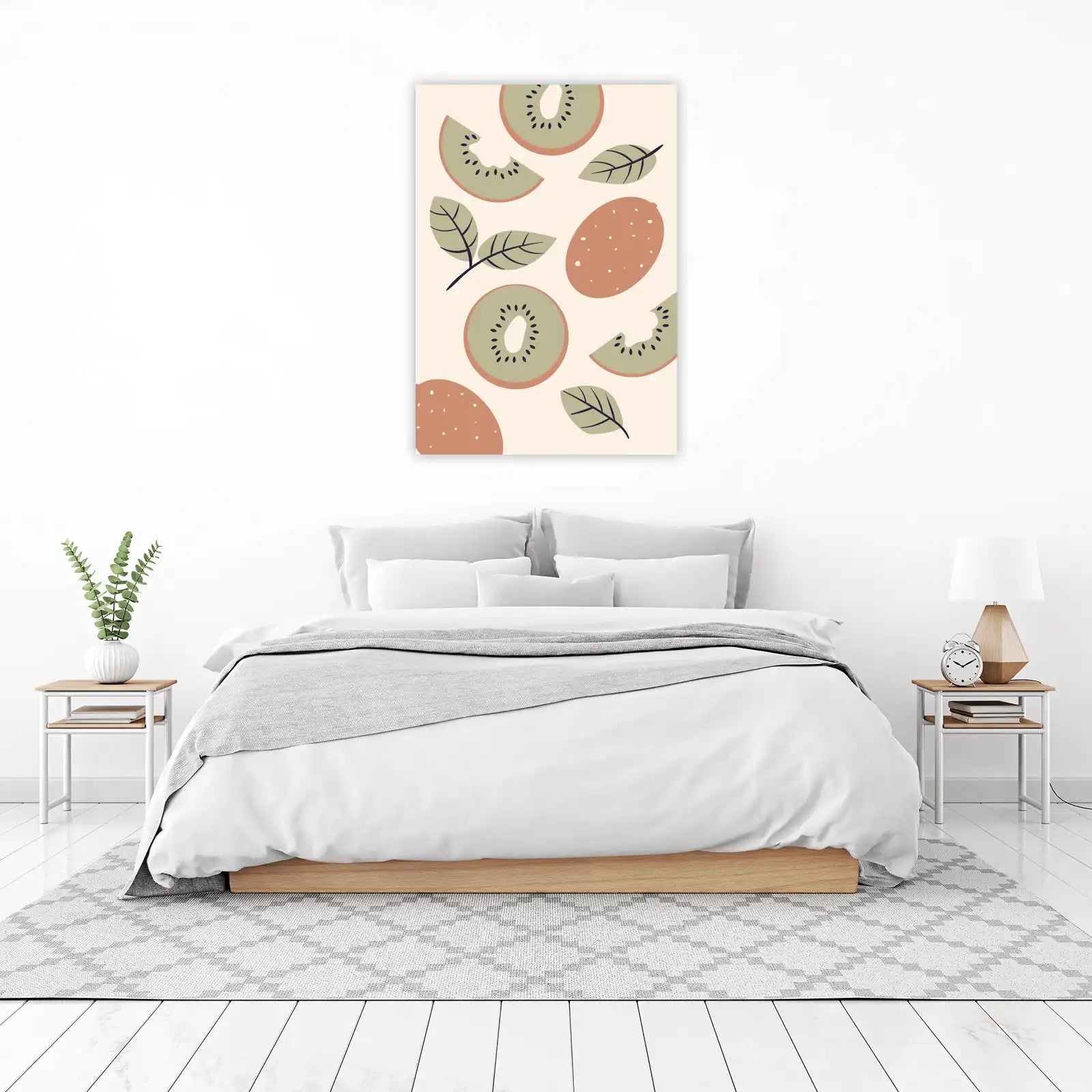 Abstract Kiwi Fruit & Leaves Wall Art
