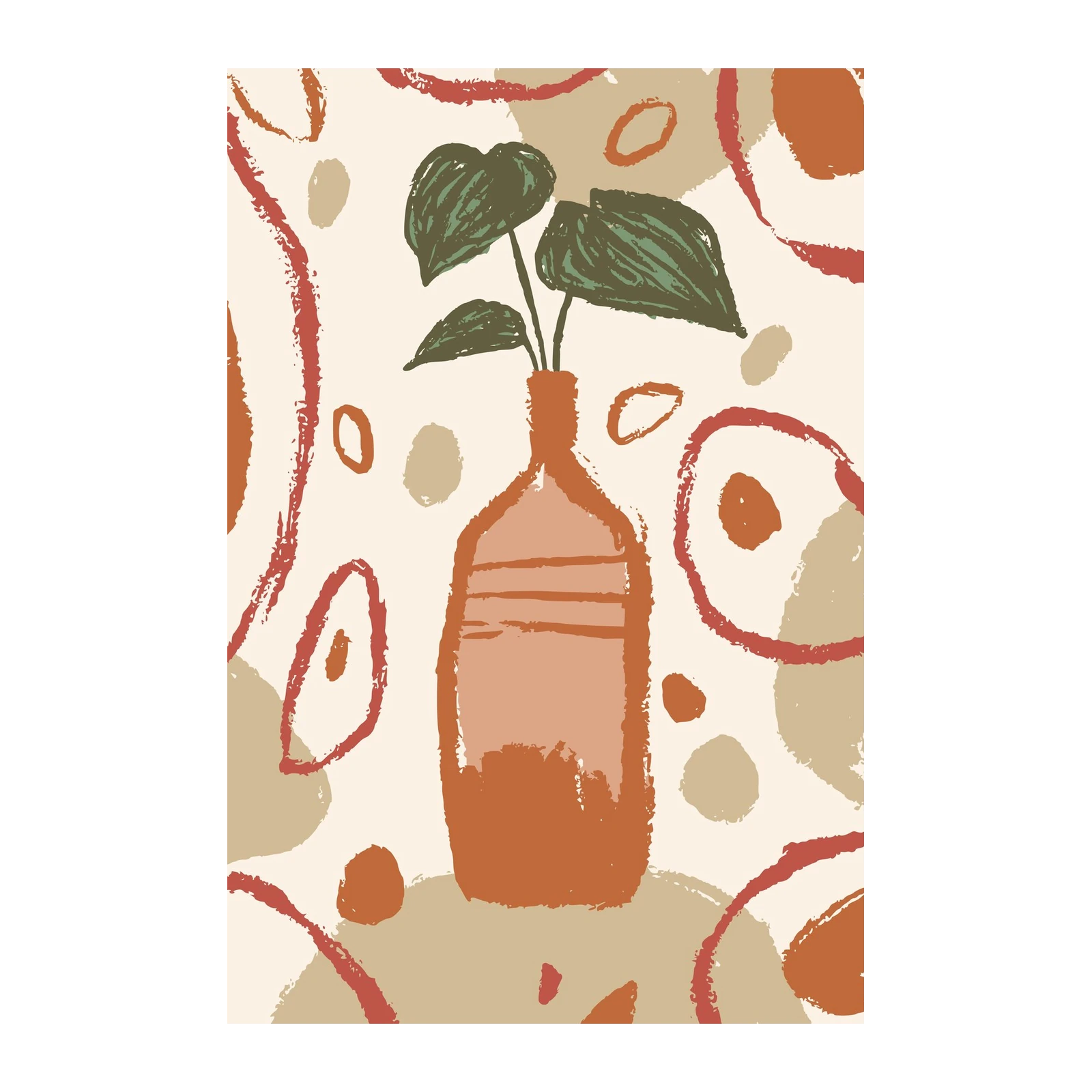 Abstract Botanical Vase Warm Tones Wall Art