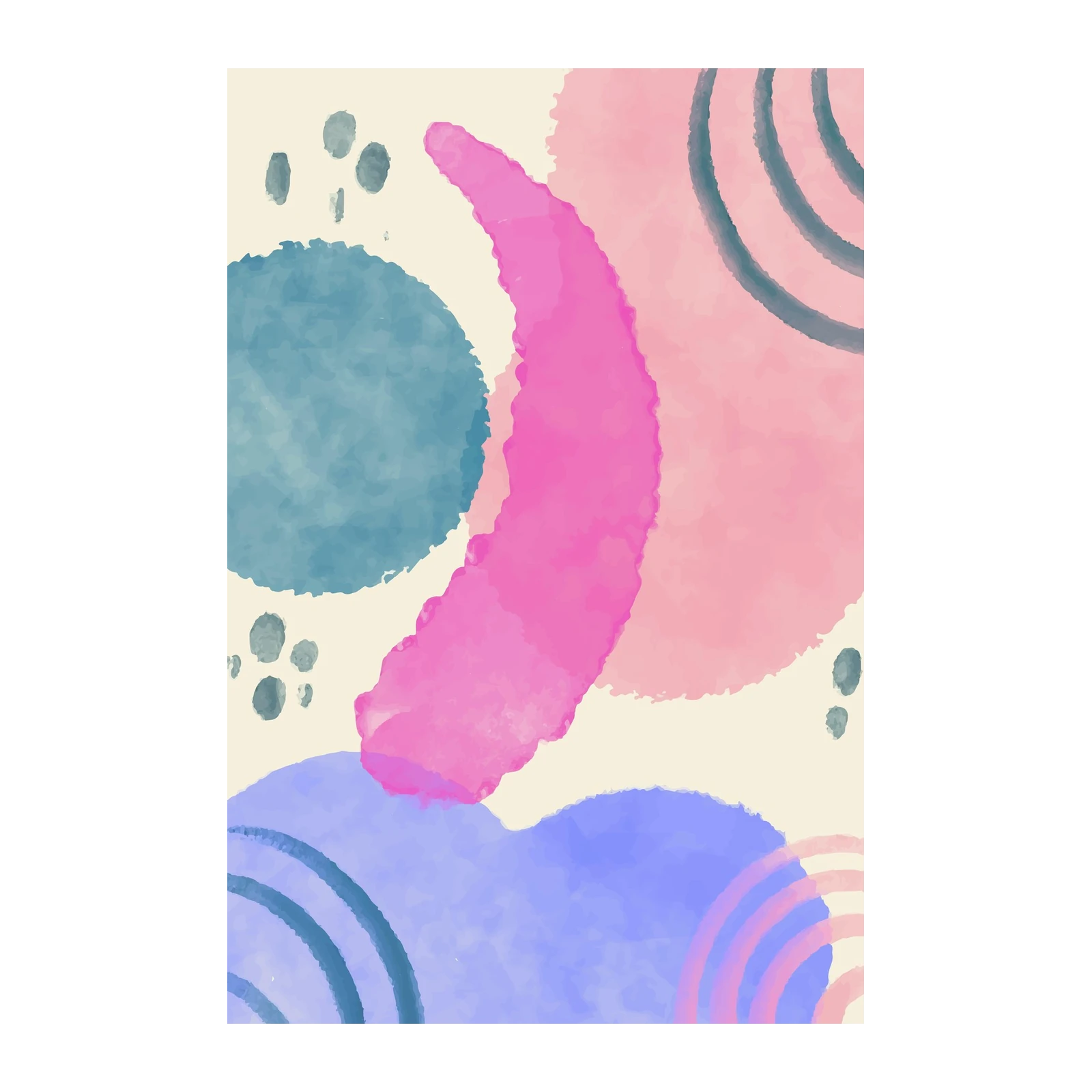 Abstract Watercolor Shapes Wall Art