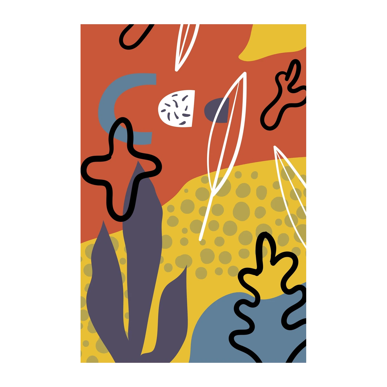 Abstract Botanical Terracotta & Mustard Wall Art