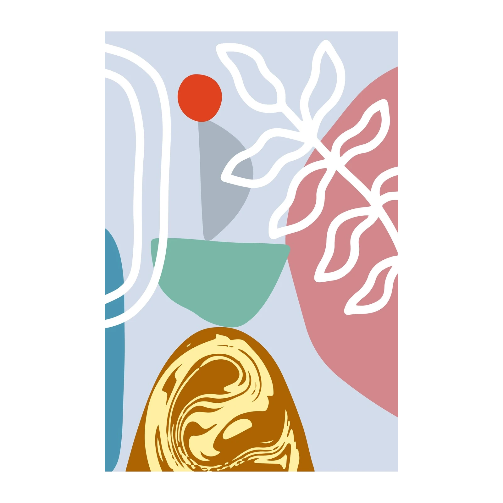 Mid-Century Abstract Botanical Wall Art
