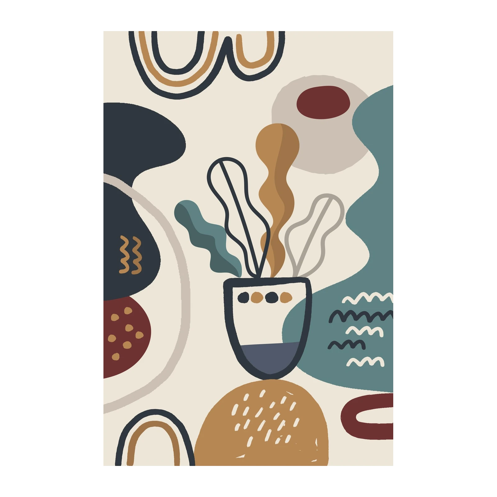 Boho Abstract Plant Wall Art Wall Art