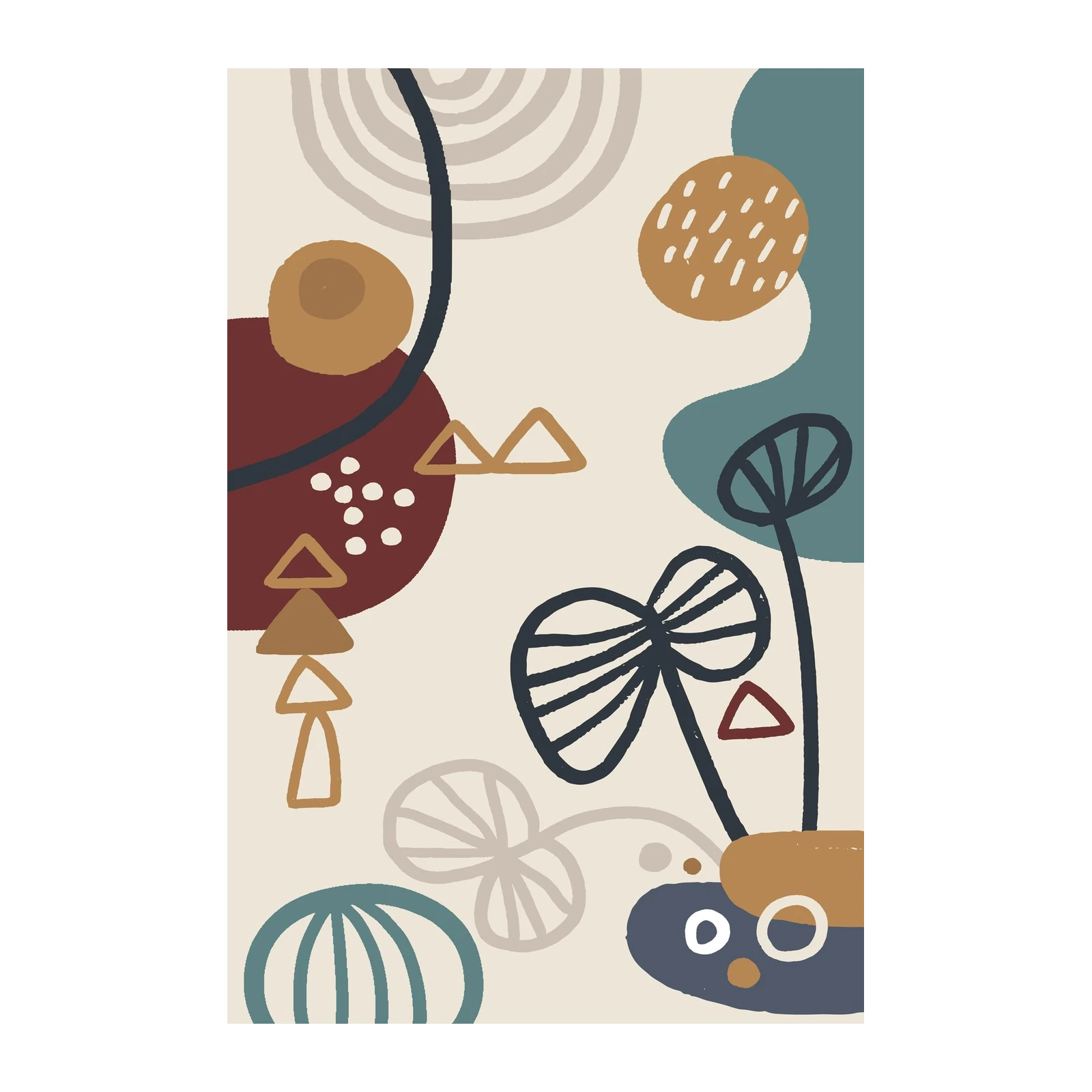 Boho Abstract Organic Shapes Wall Art
