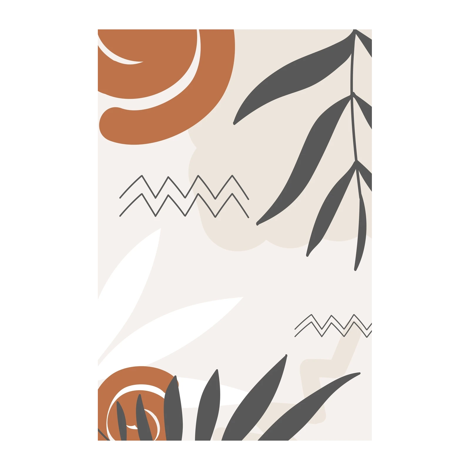 Boho Abstract Leaf & Zigzag Wall Art