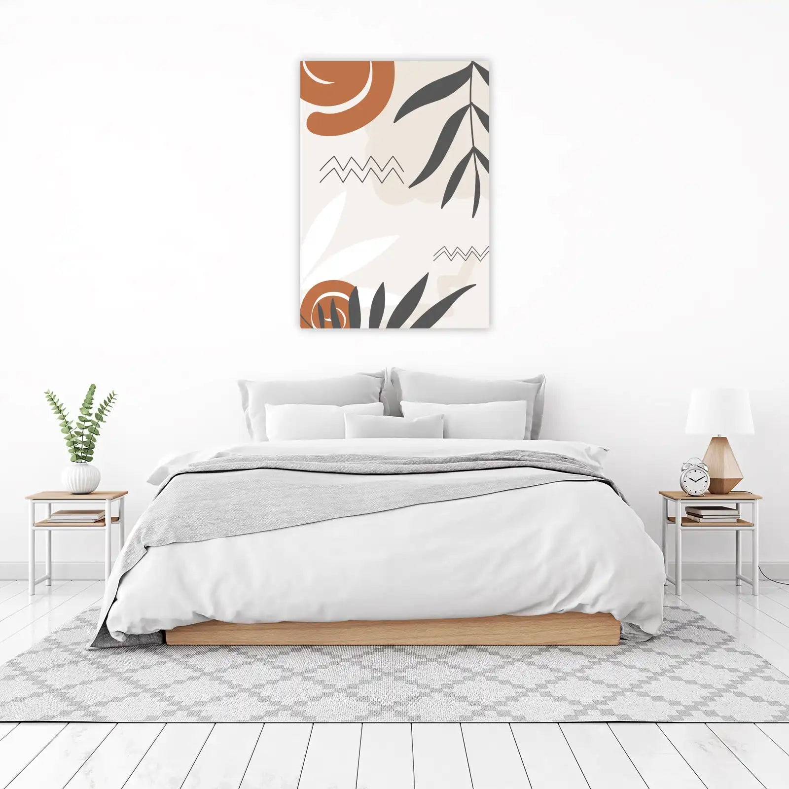 Boho Abstract Leaf & Zigzag Wall Art