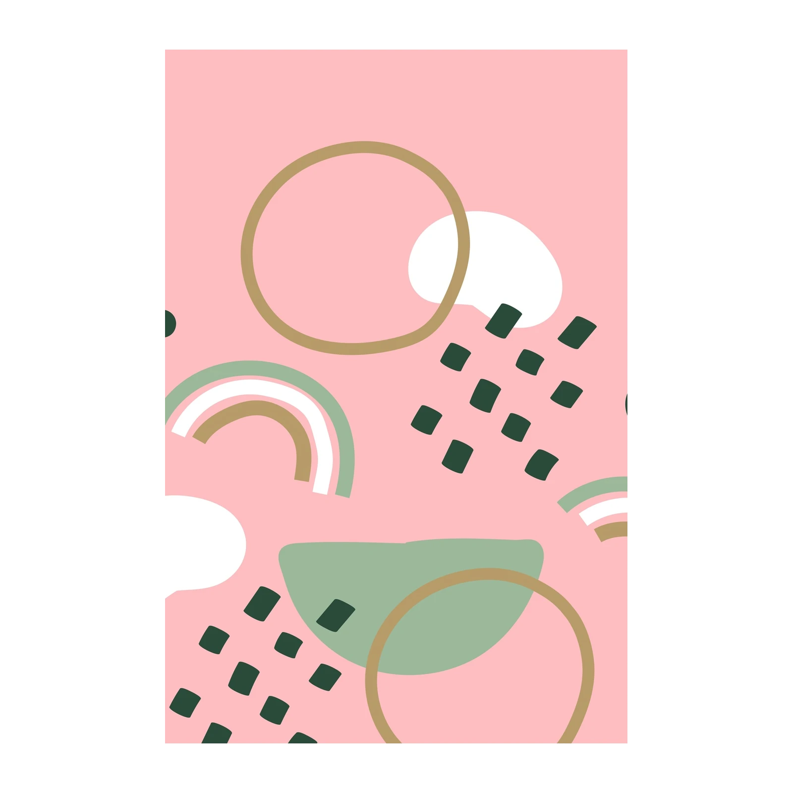 Boho Abstract Shapes Pink Wall Art