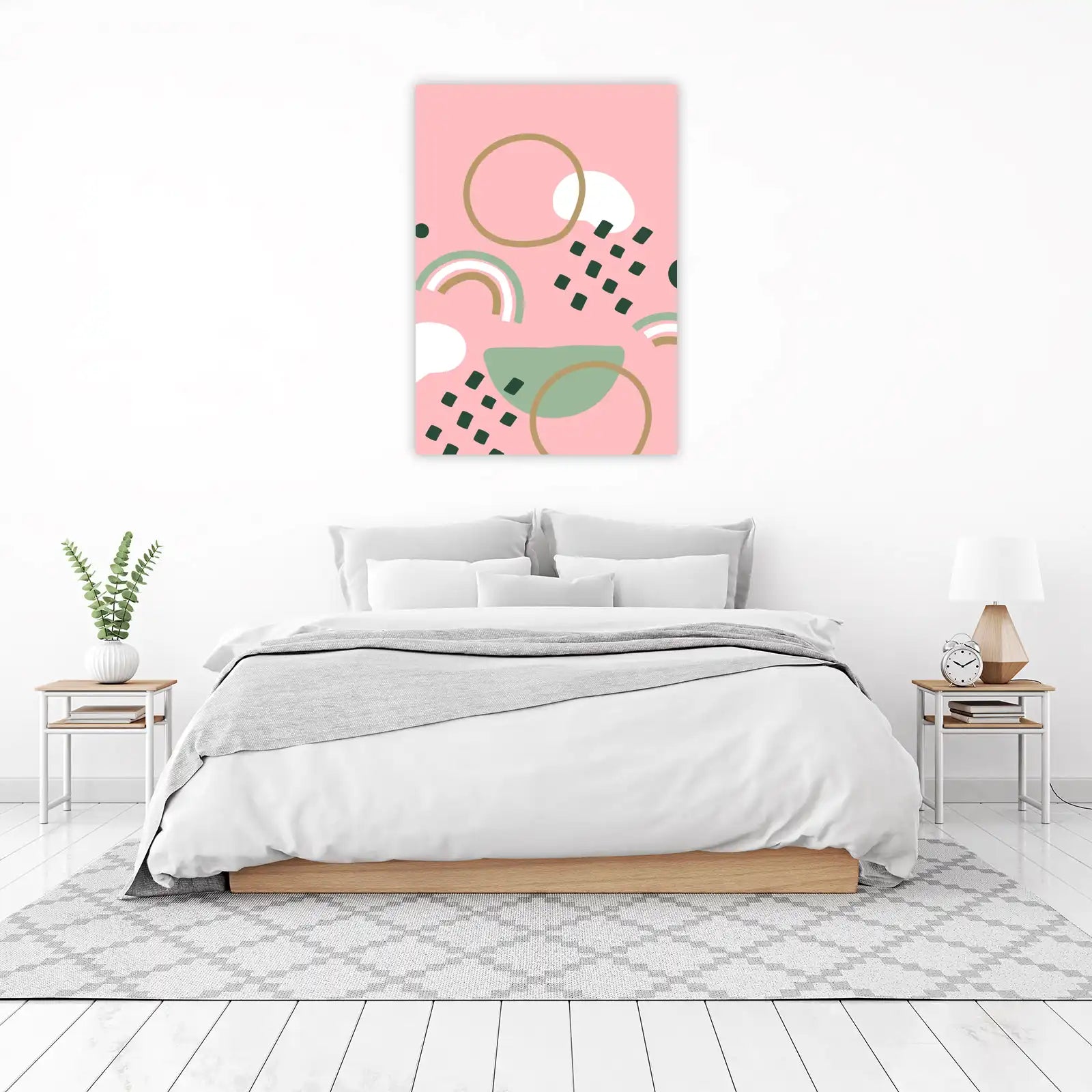 Boho Abstract Shapes Pink Wall Art