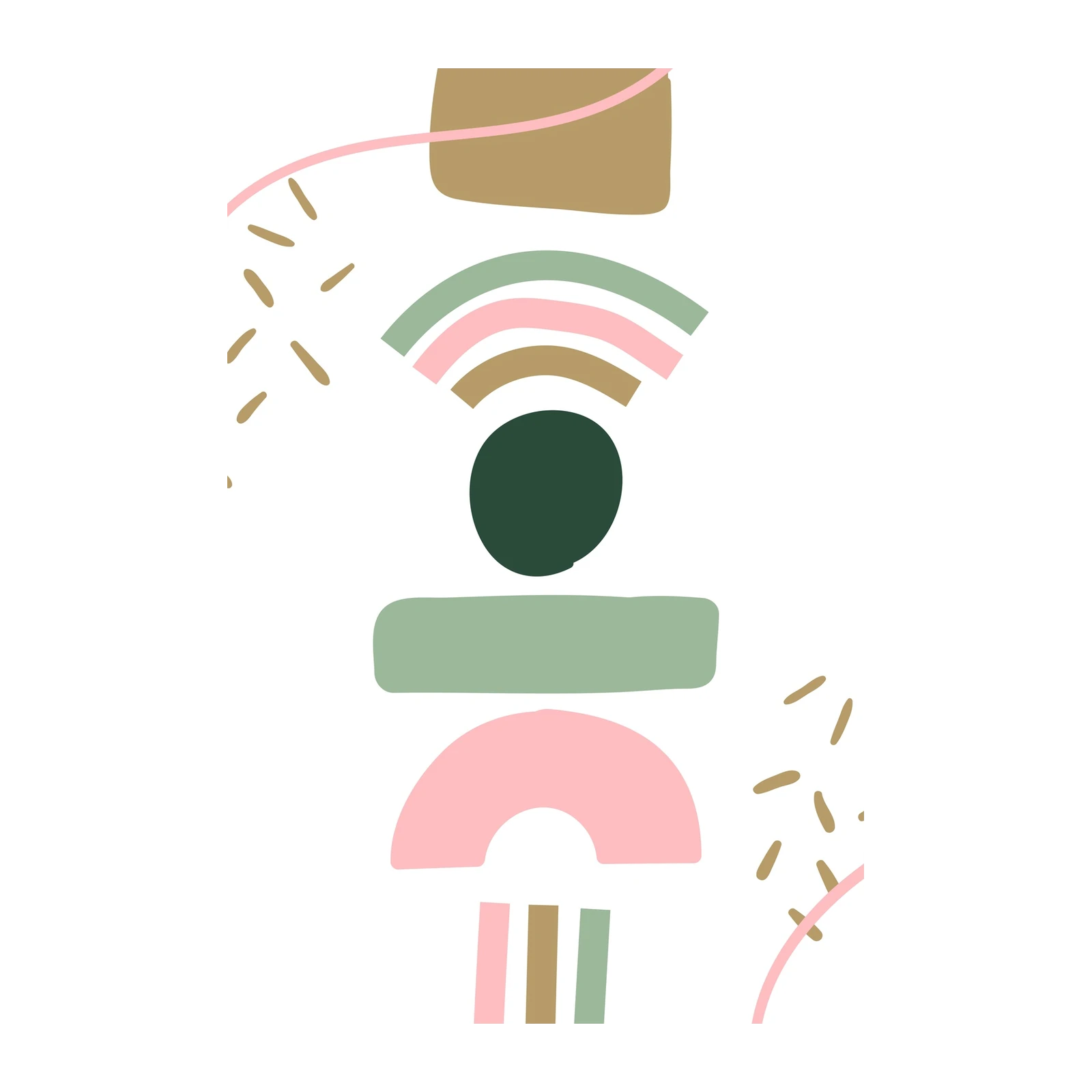 Boho Abstract Shapes Blush & Sage Wall Art
