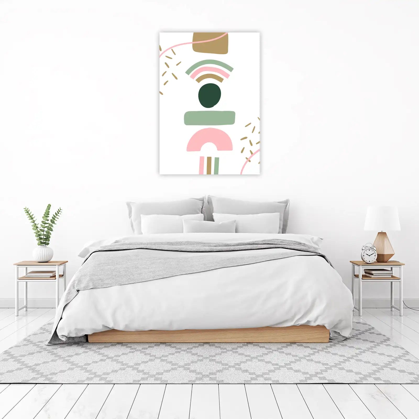 Boho Abstract Shapes Blush & Sage Wall Art