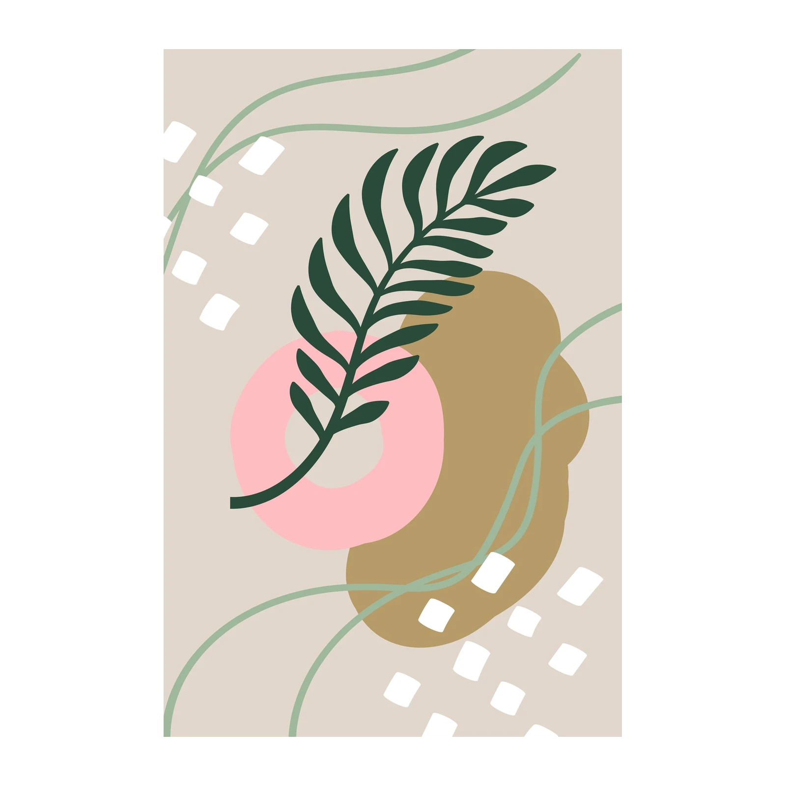 Boho Abstract Leaf & Shapes Wall Art