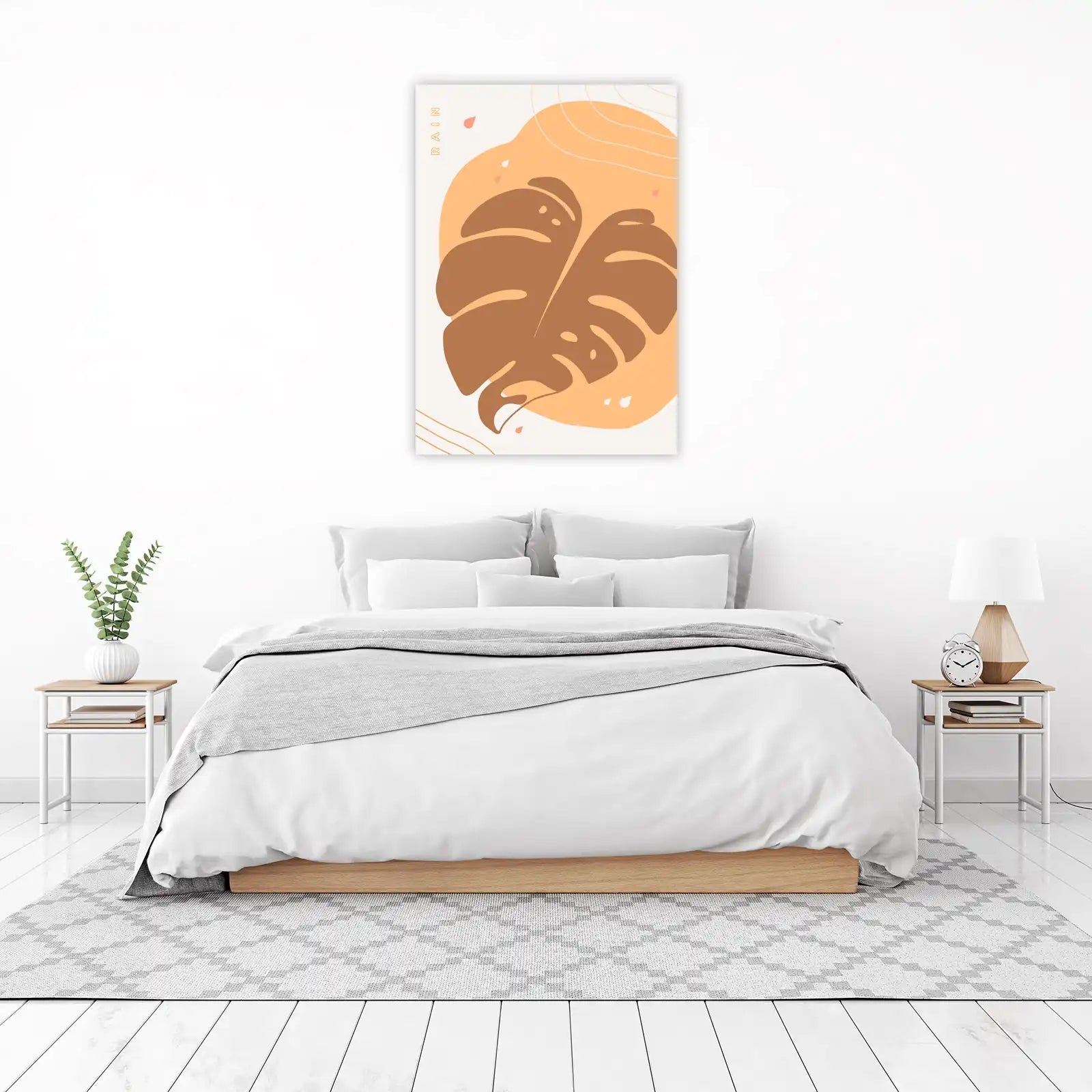 Monstera Leaf Abstract Boho Rainy Day Wall Art