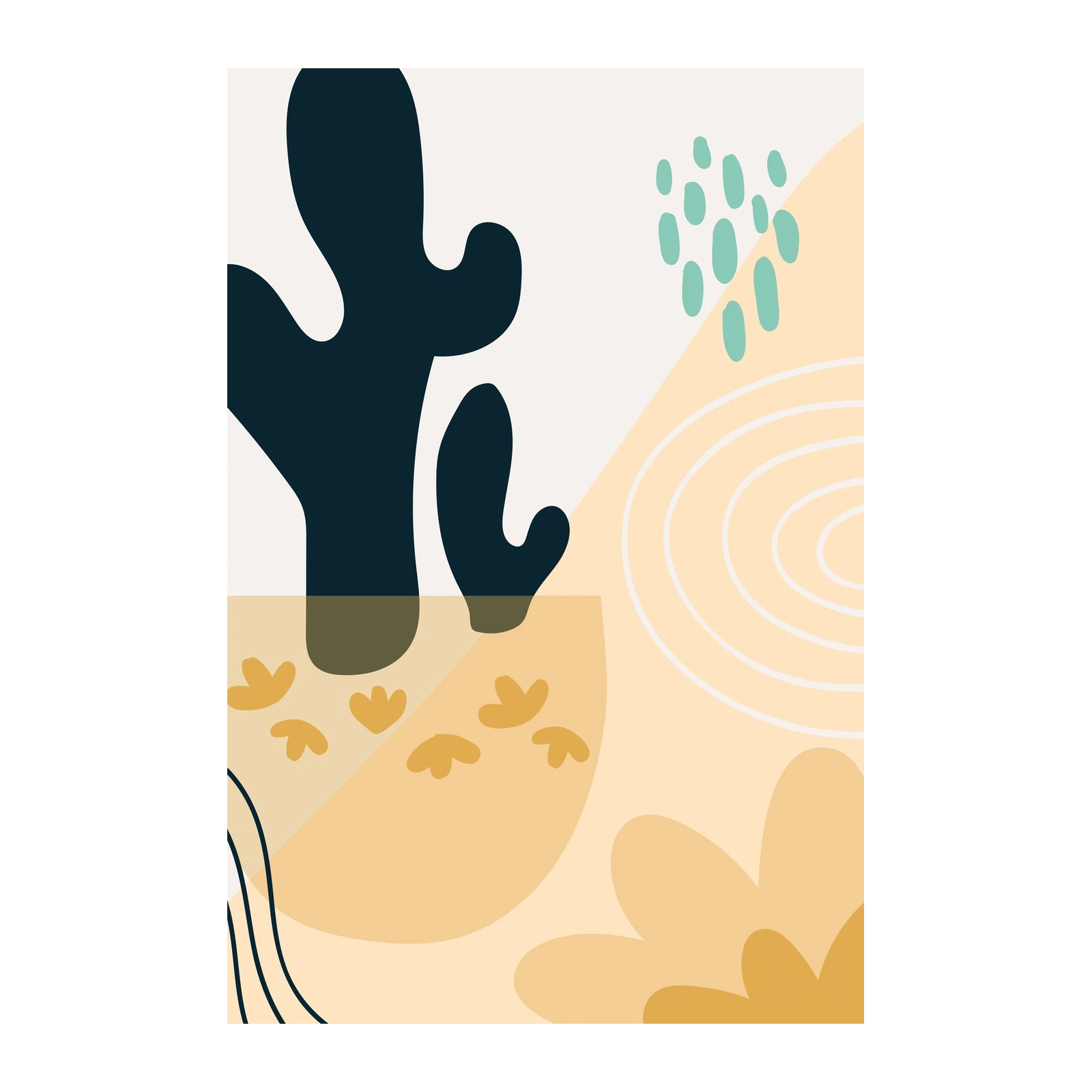 Abstract Desert Bloom Cactus Wall Art
