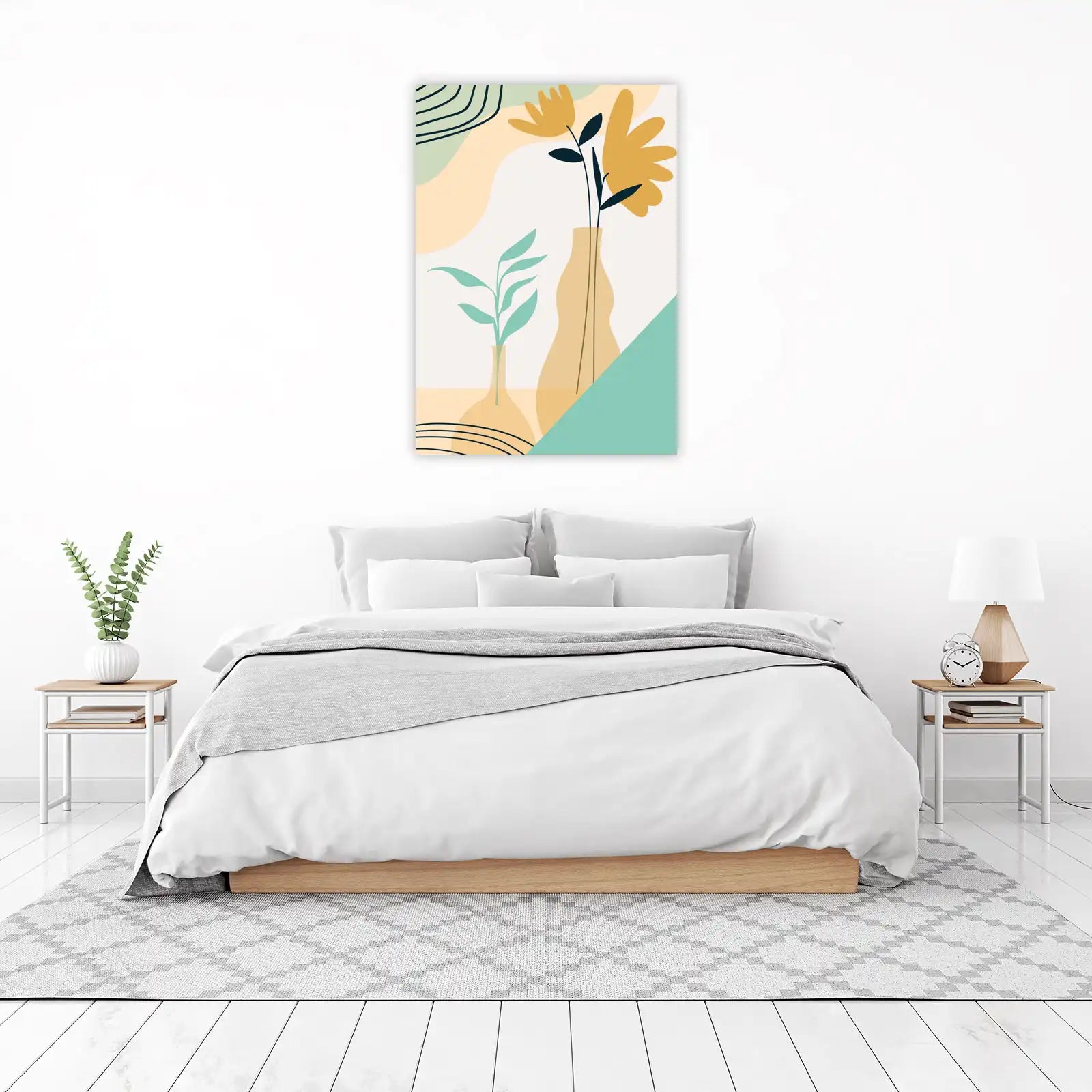 Abstract Floral Vases Mid-Century Modern Wall Art