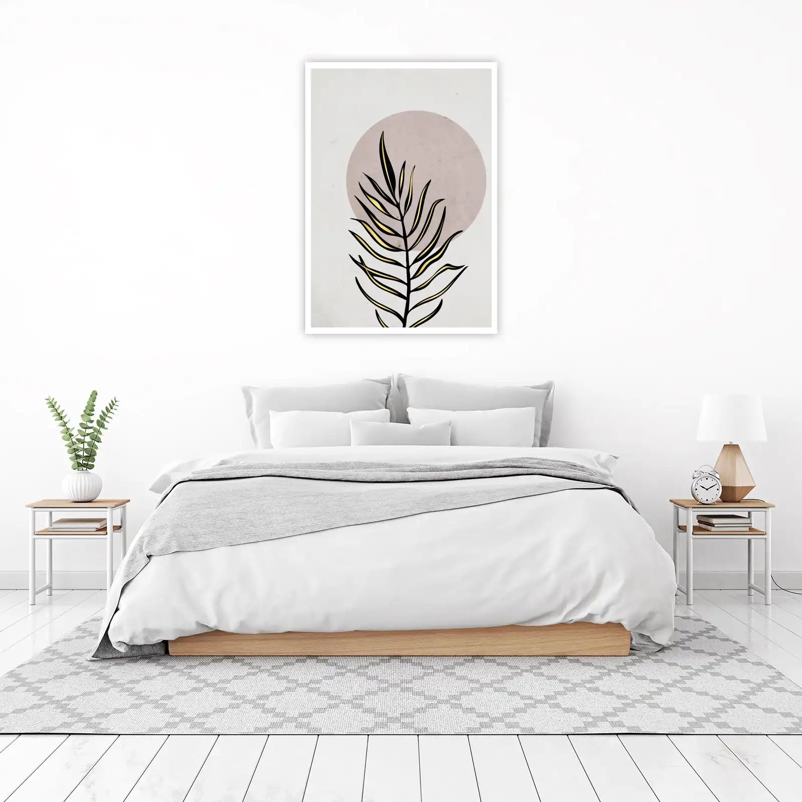 Minimalist Gold Palm Leaf Sun Wall Art