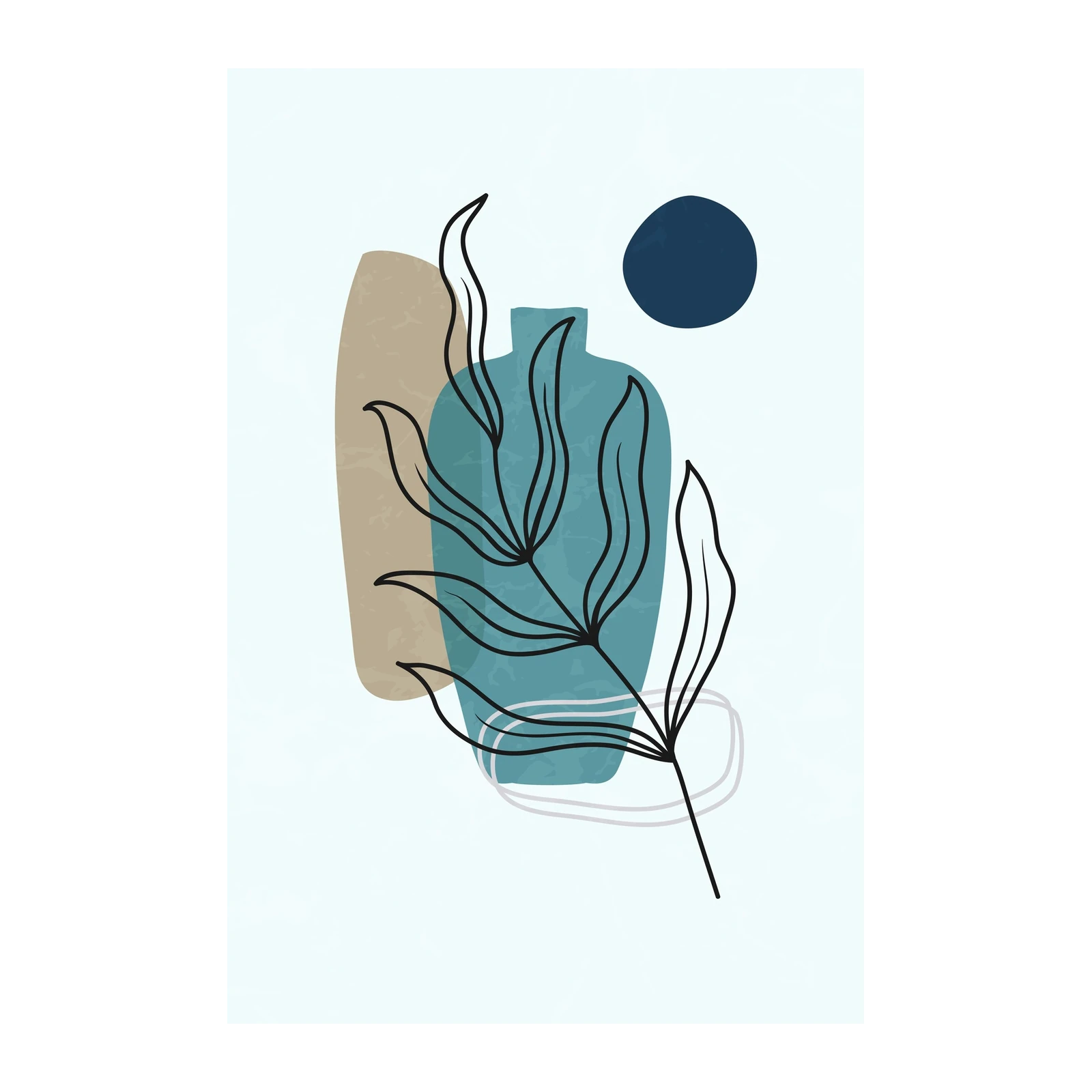 Teal Abstract Botanicals Wall Art