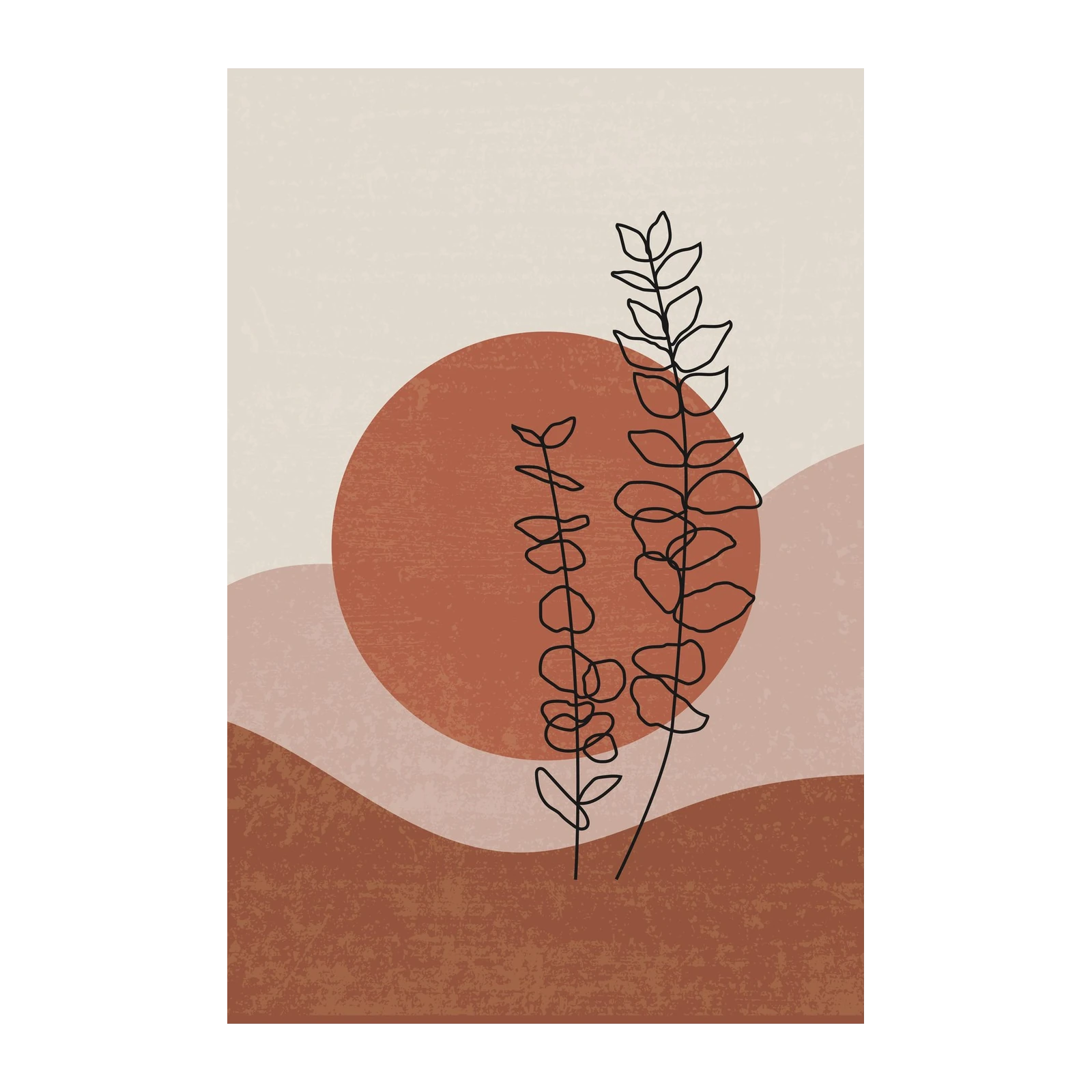 Boho Eucalyptus Botanical Line Art Wall Art