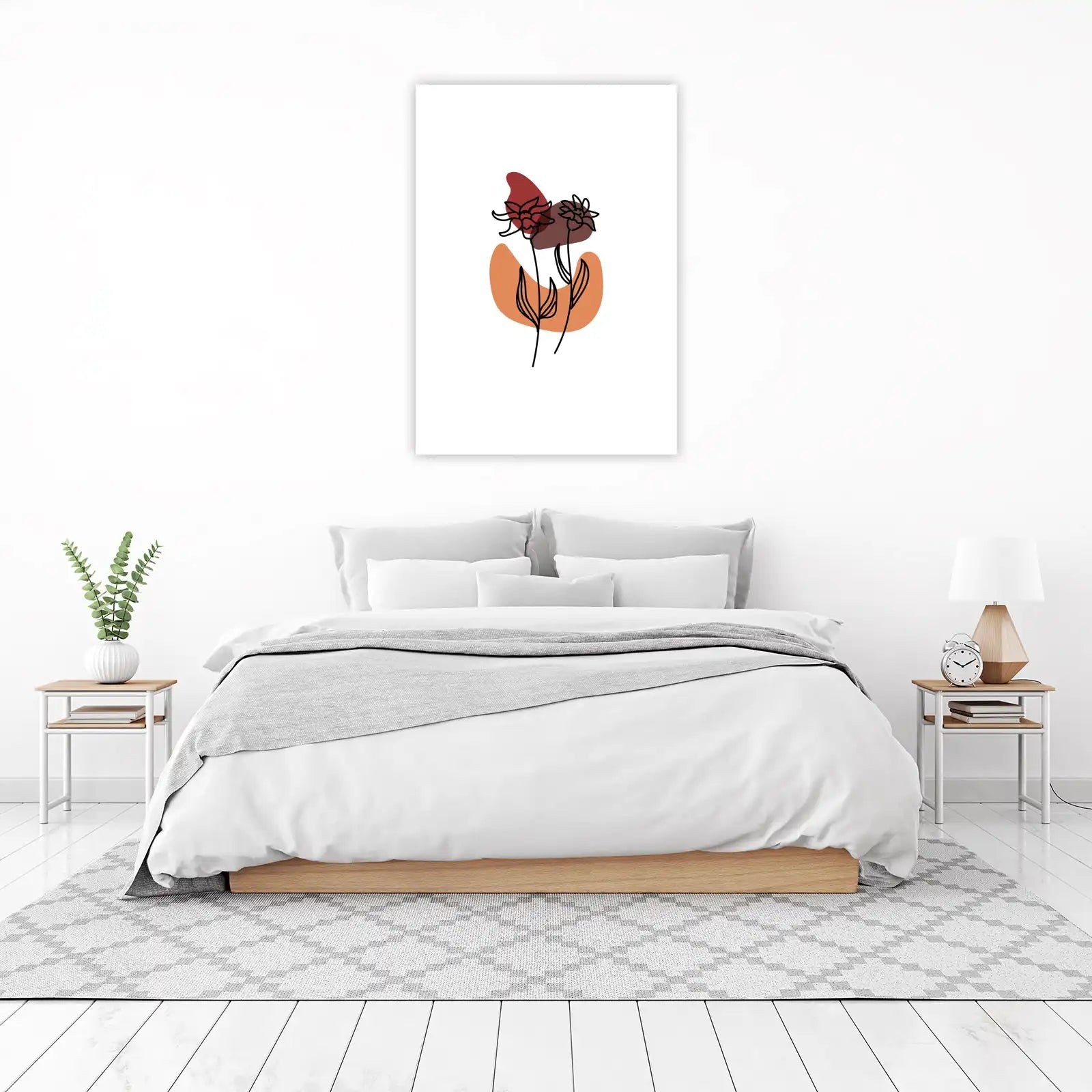 Boho Floral Line Art Wall Art