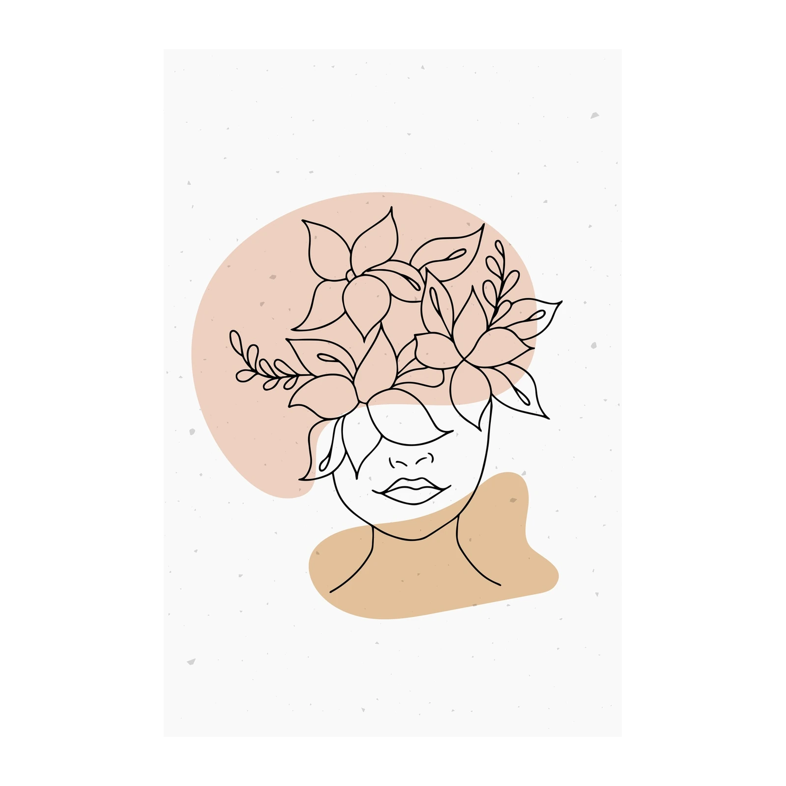Minimalist Floral Face Boho Art Wall Art