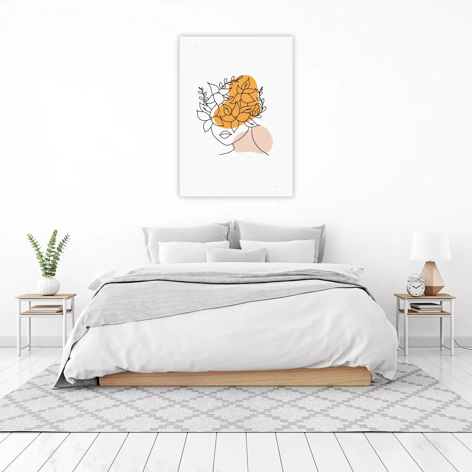 Minimalist Floral Face Line Art Wall Art
