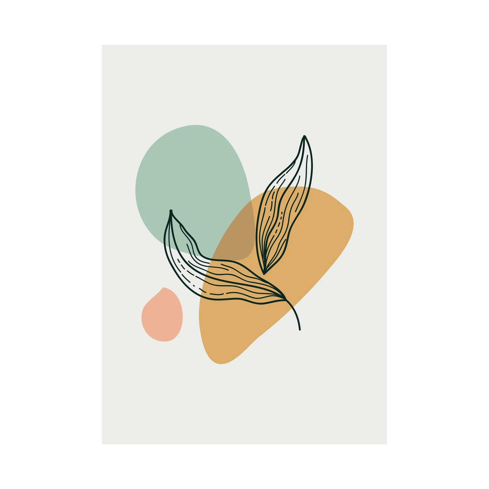 Boho Botanical Abstract Leaves Wall Art