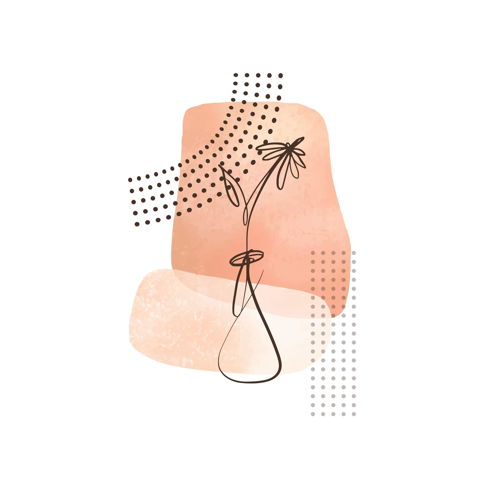 Boho Floral Line Art Wall Art - Modern Abstract Wall Art