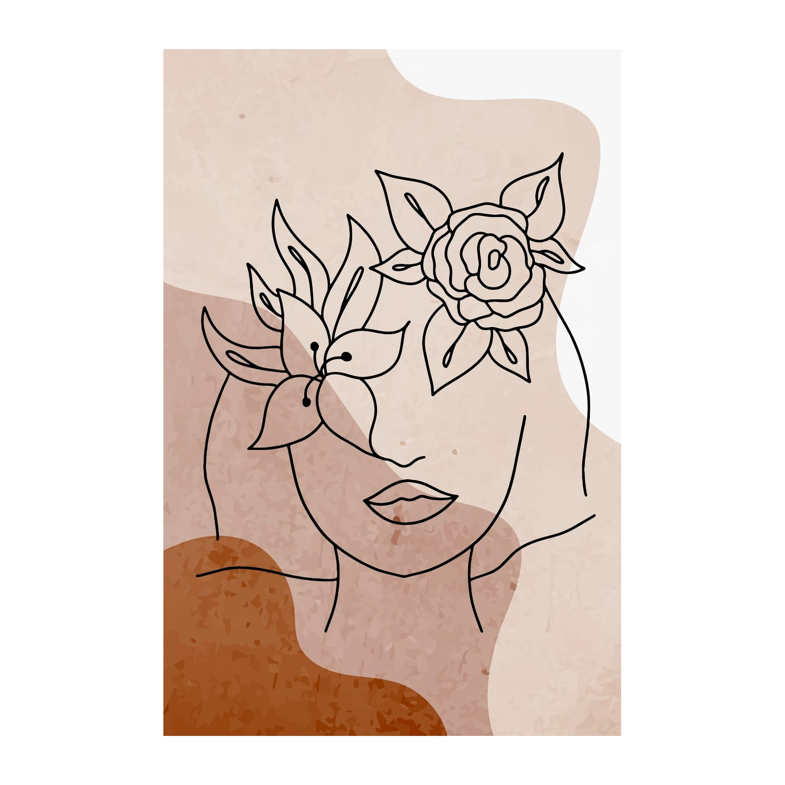 Abstract Floral Face Line Art Wall Art
