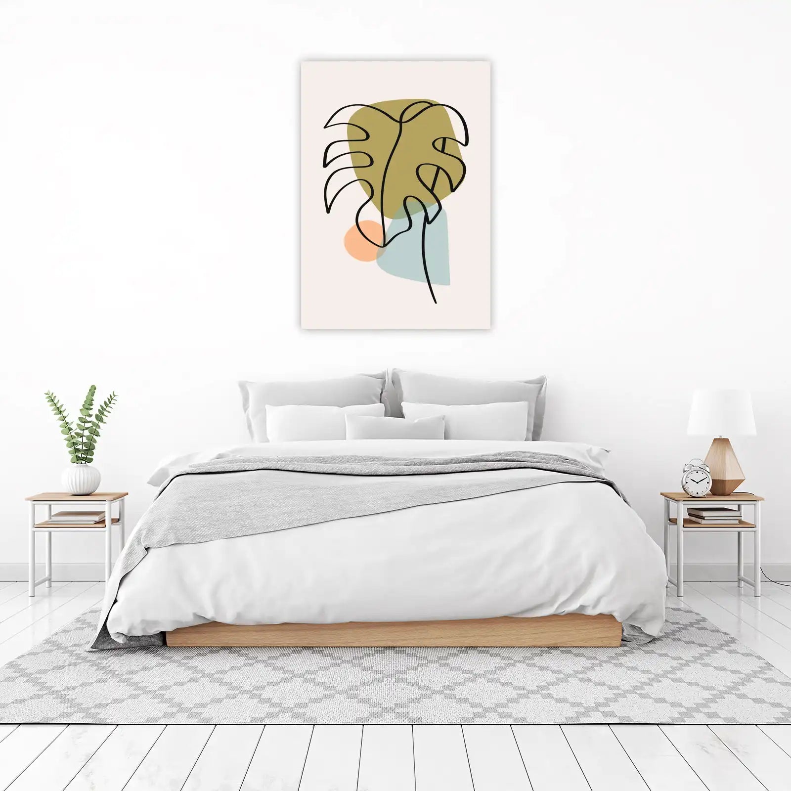 Minimalist Monstera Leaf Line Art Wall Art