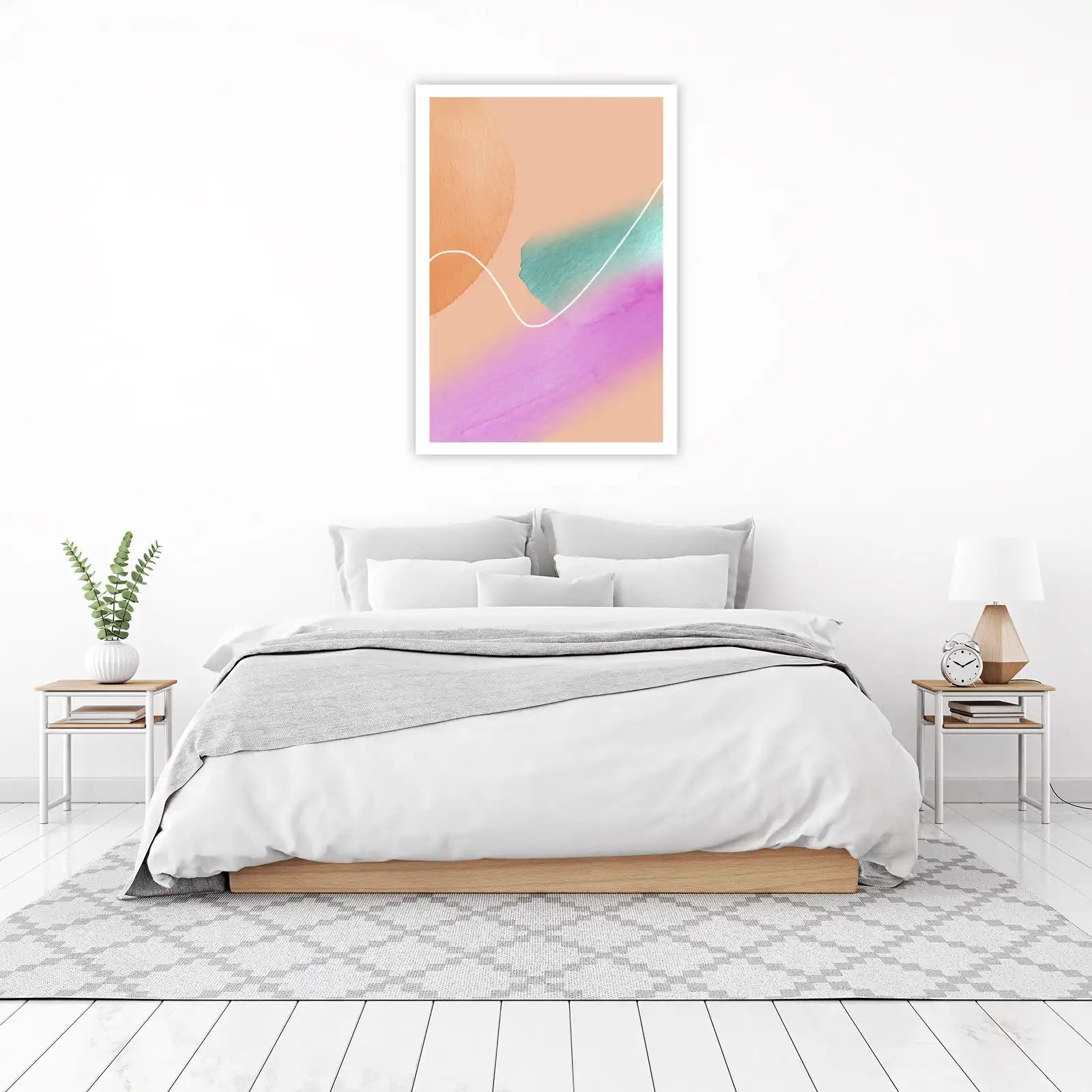 Abstract Watercolor Blush & Teal Wall Art