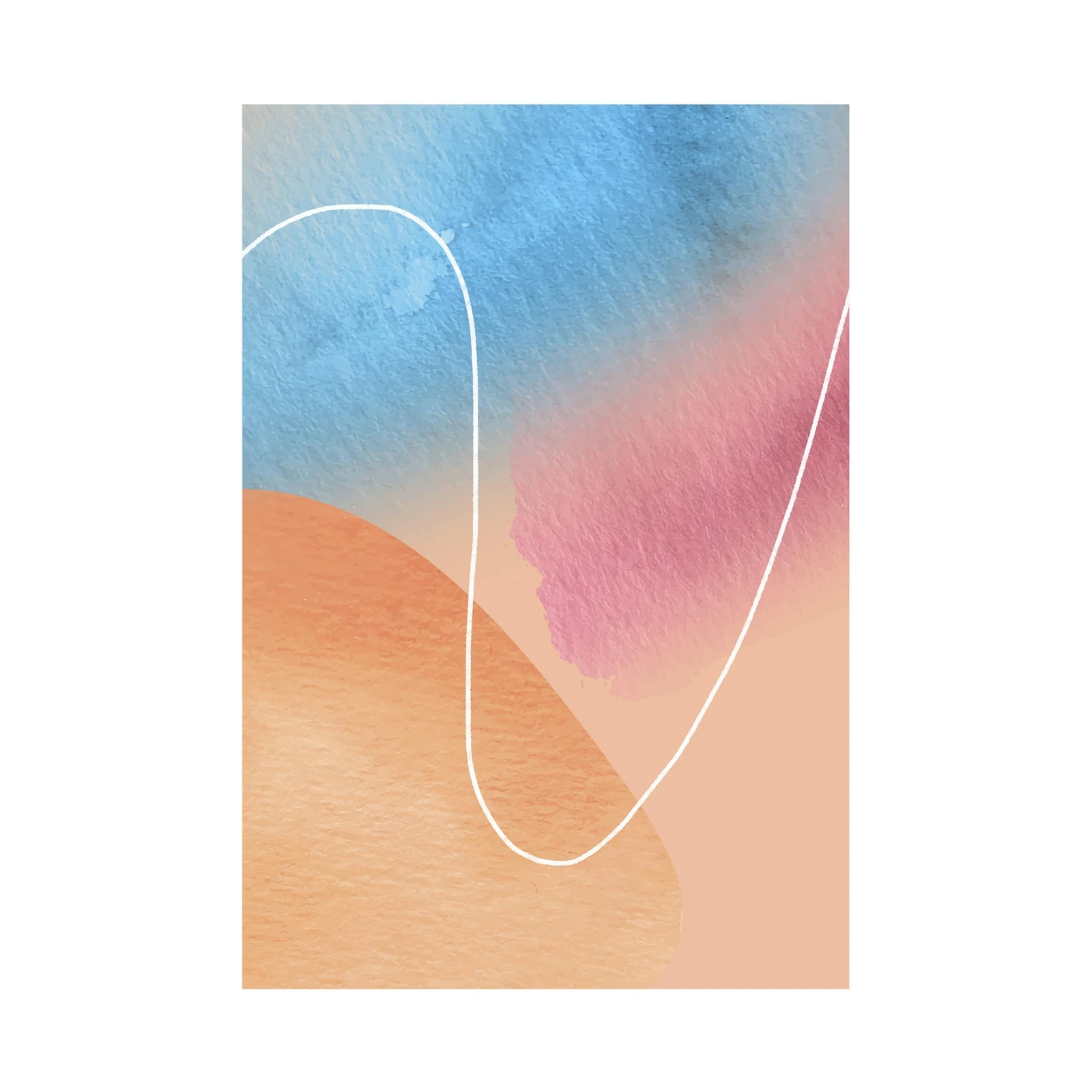Abstract Watercolor Blush & Blue Wall Art