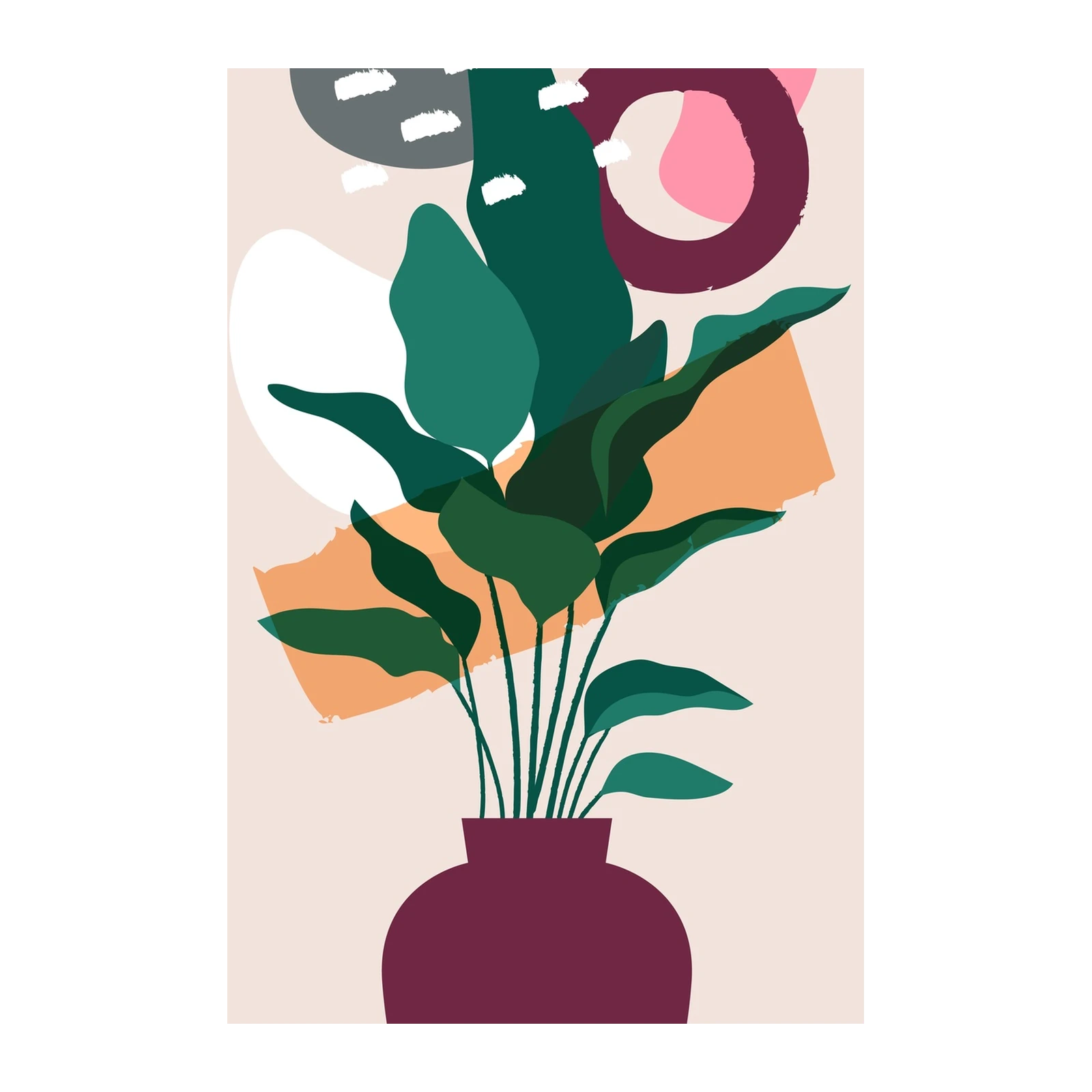 Abstract Botanical Vase Wall Art