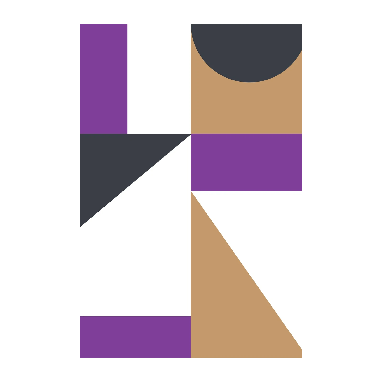 Geometric Abstract Purple & Tan Wall Art