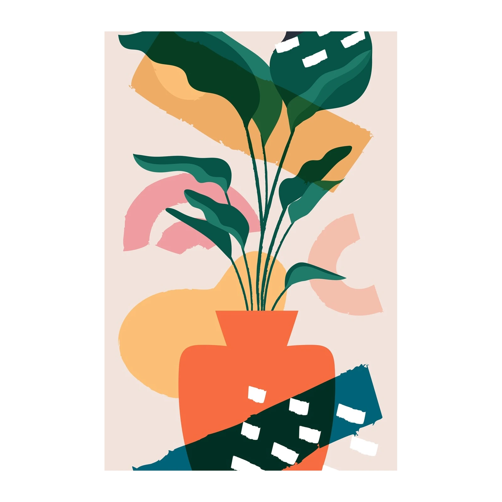 Vibrant Abstract Plant Pot Wall Art