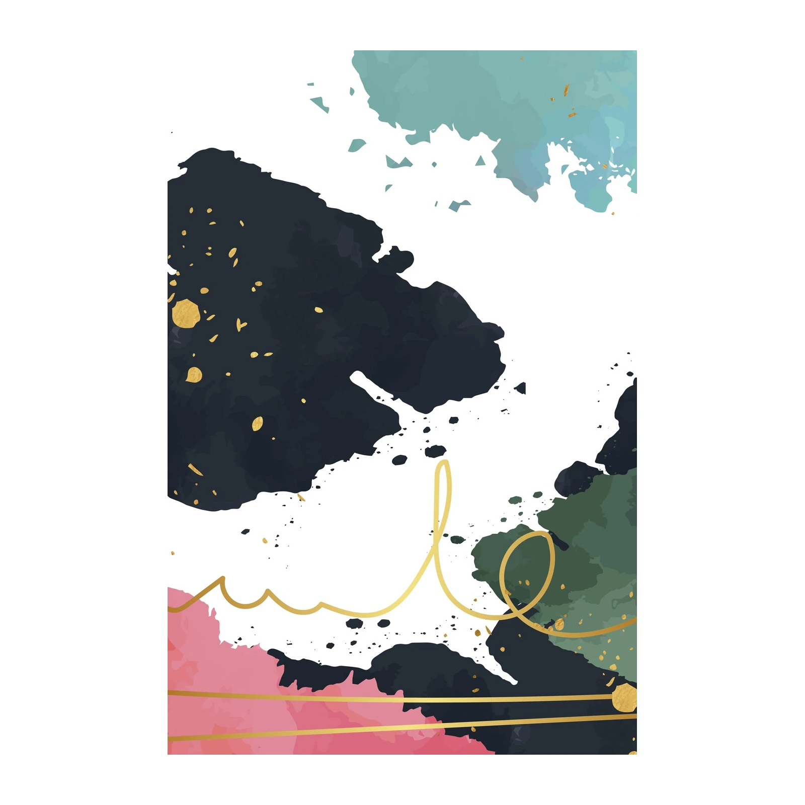 Abstract Gold Splatter Watercolour Wall Art
