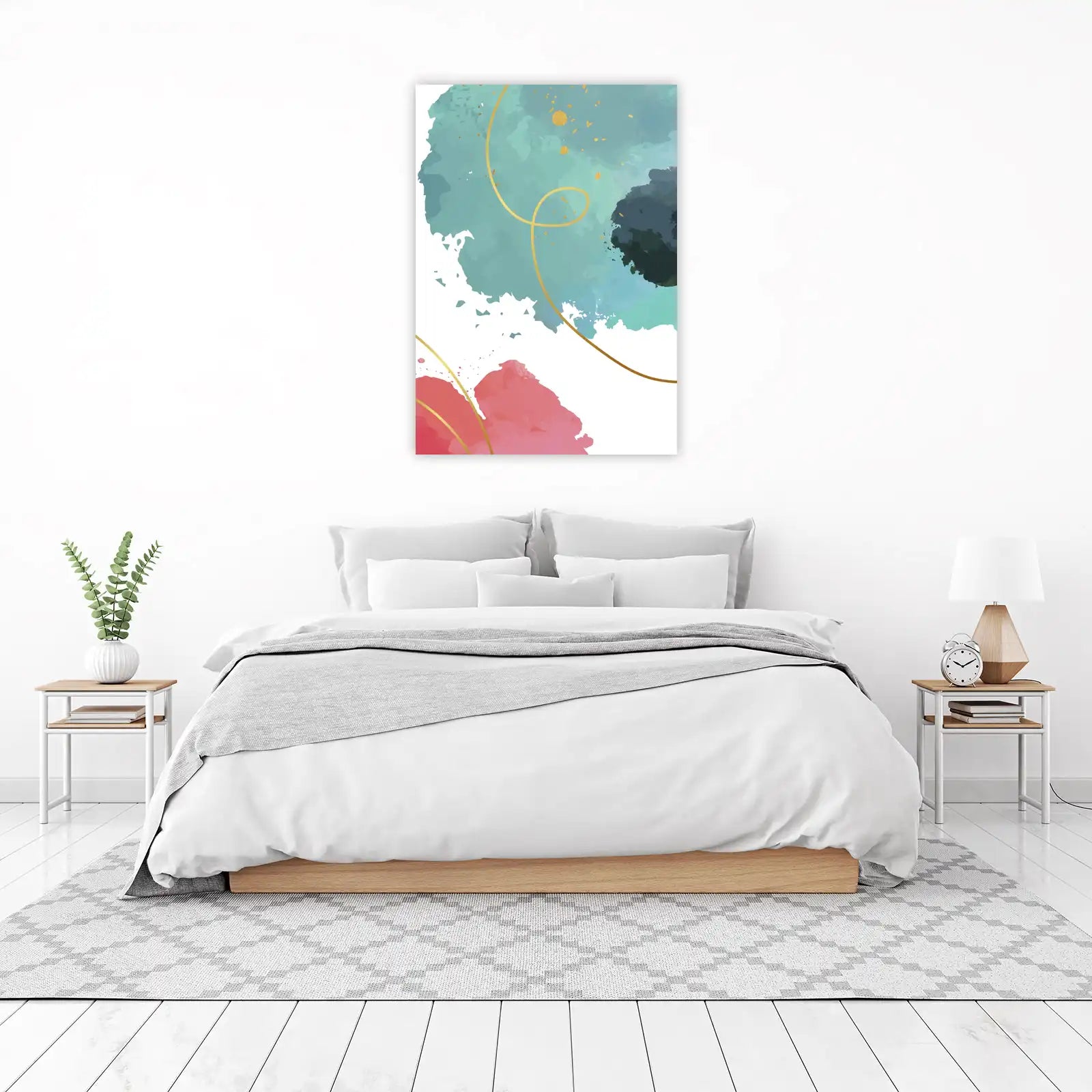 Modern Abstract Watercolor & Gold Wall Art