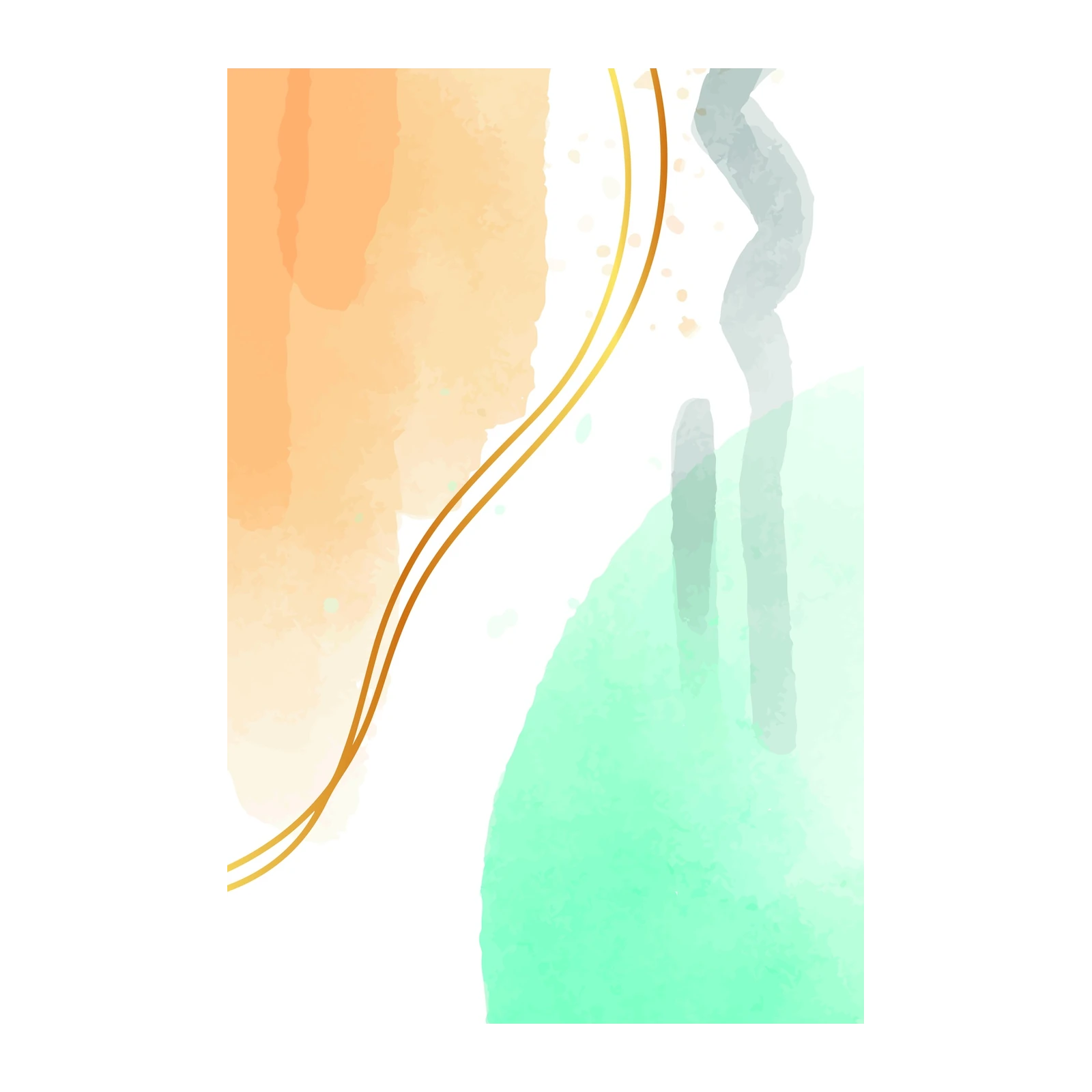 Abstract Watercolor & Gold Splash Wall Art