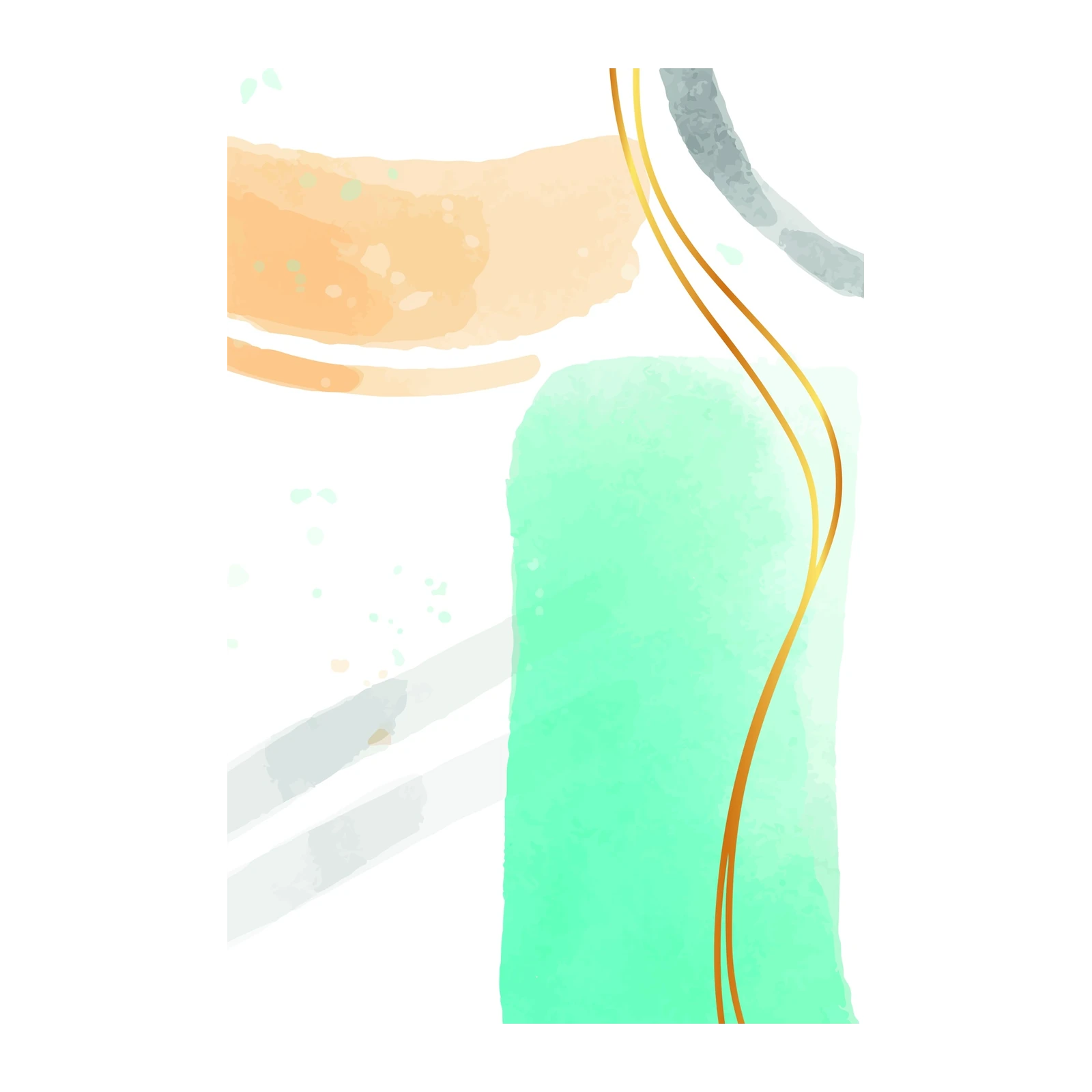 Modern Mint Abstract Gold Lines Wall Art