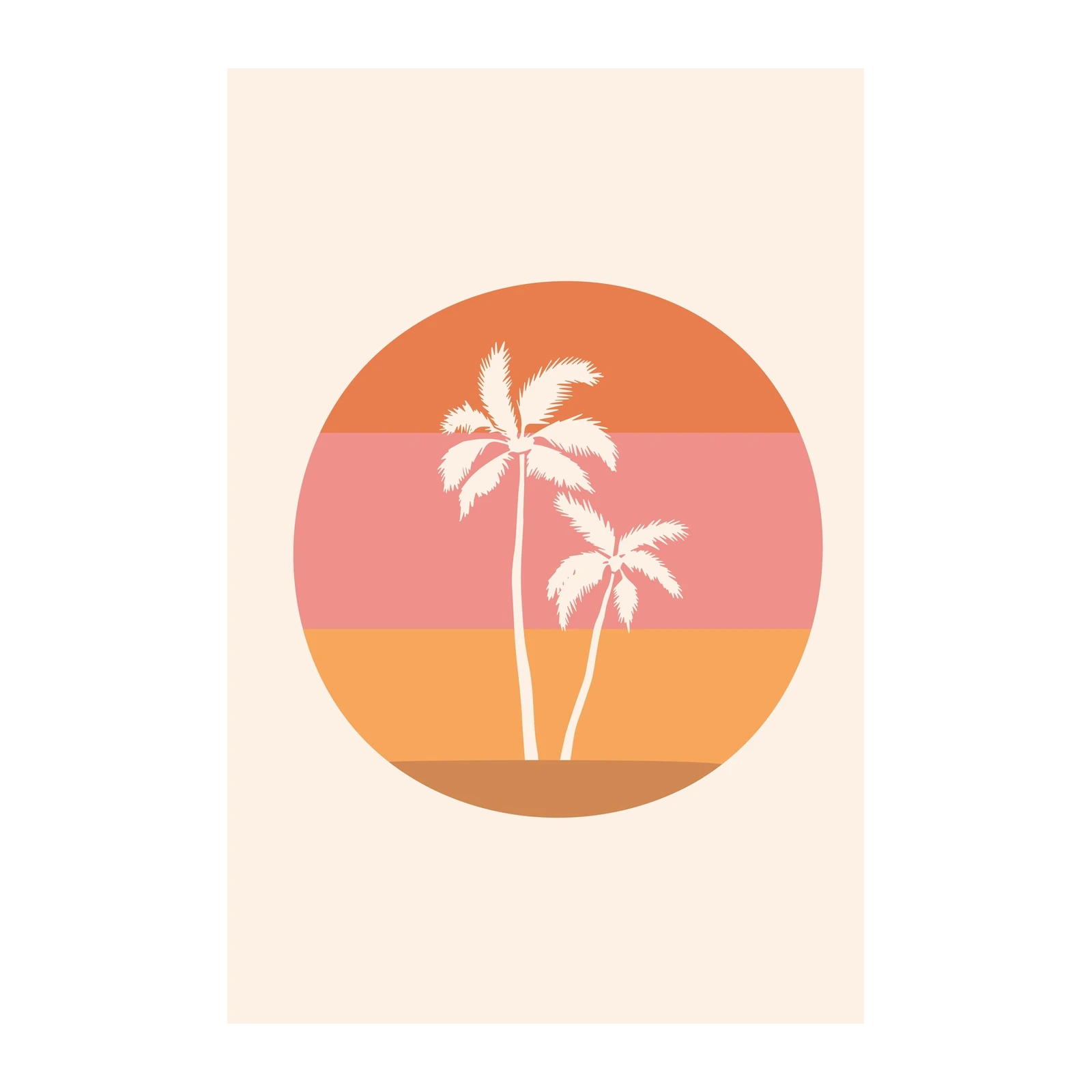 Retro Sunset Palm Trees Wall Art