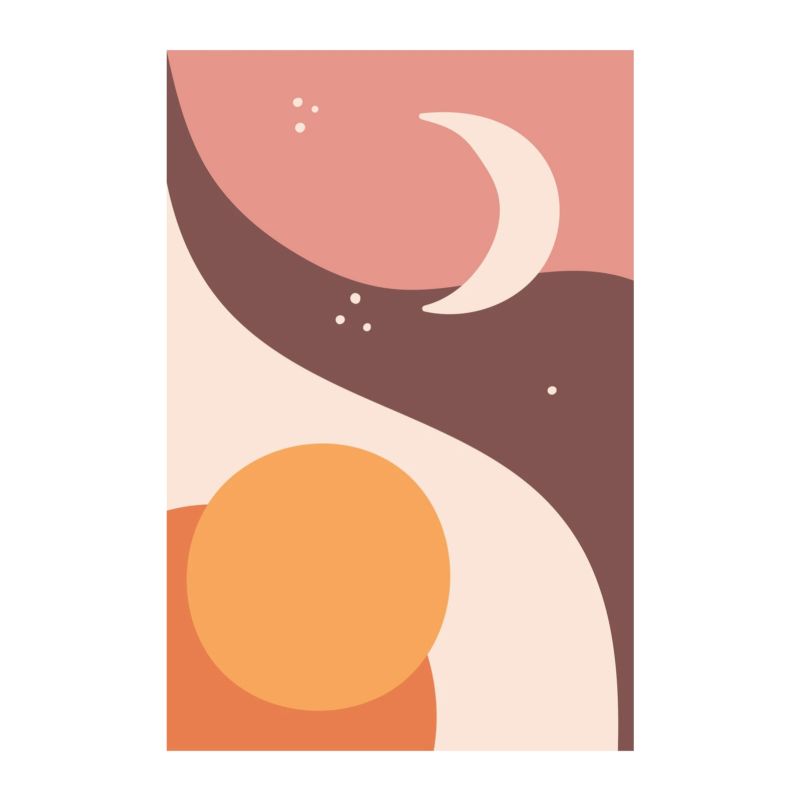Boho Sun Moon Abstract Wall Art