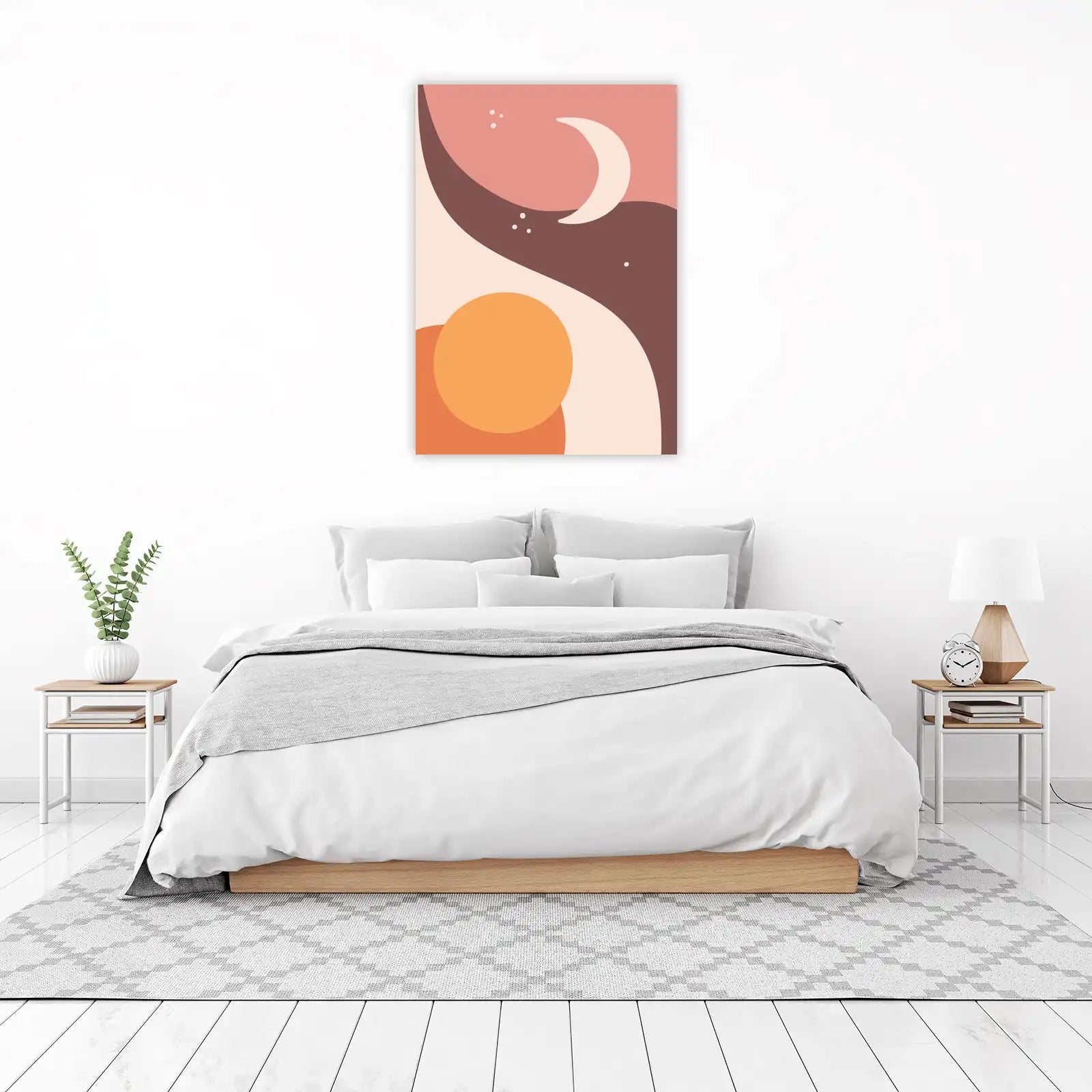 Boho Sun Moon Abstract Wall Art
