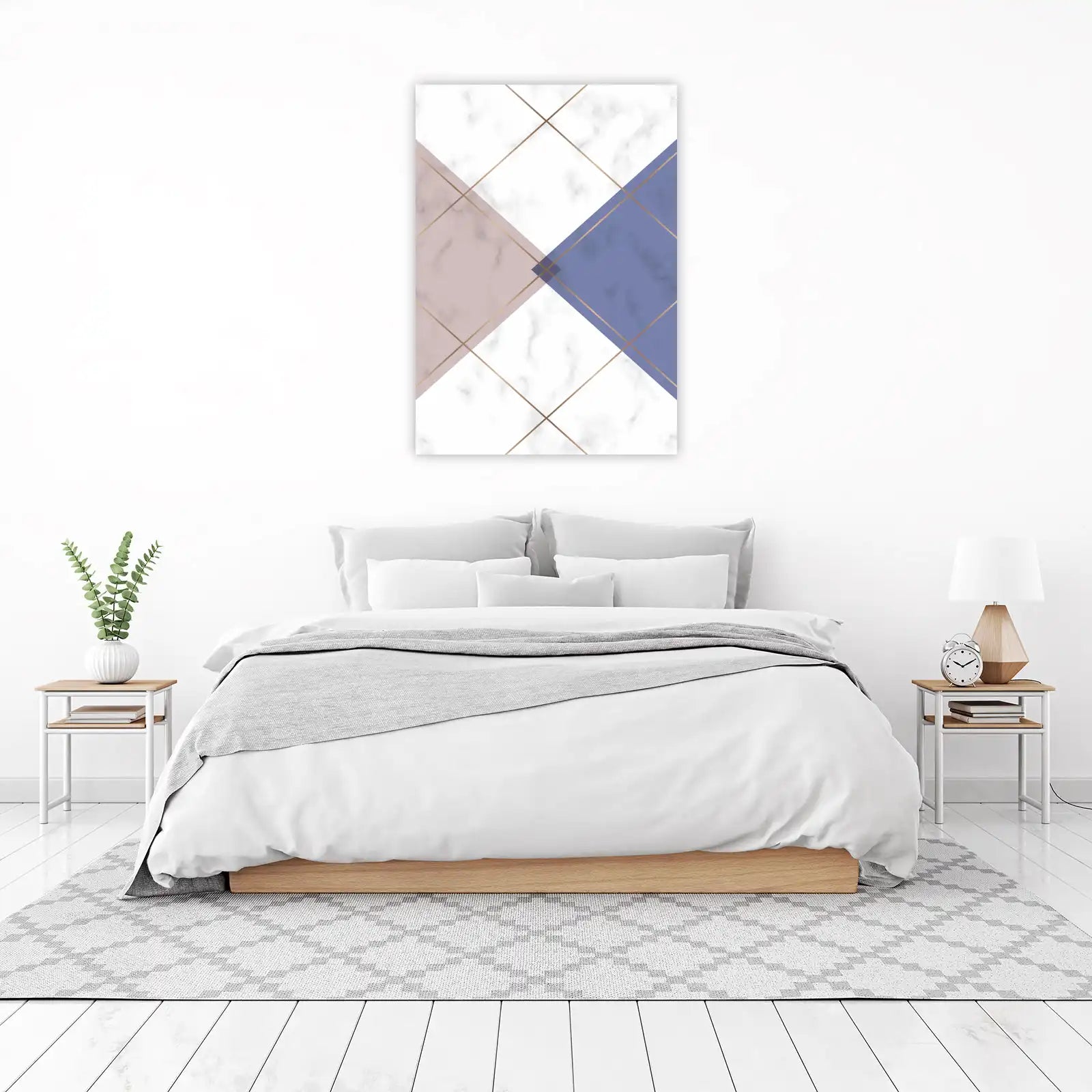 Geometric Marble Blush & Blue Wall Art
