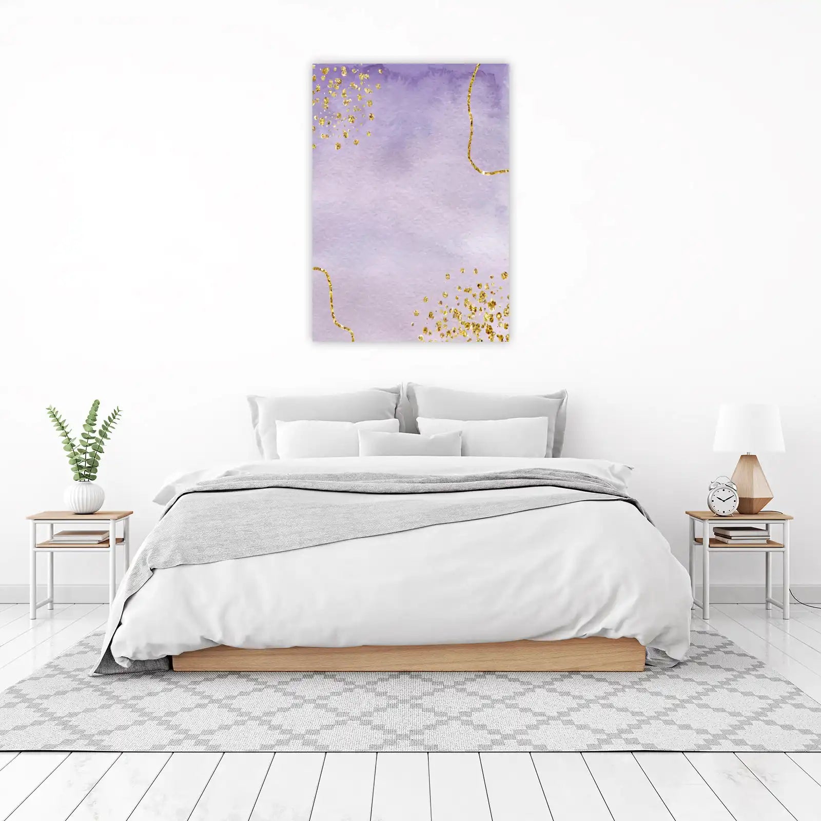 Elegant Lavender Gold Glitter Confetti Wall Art