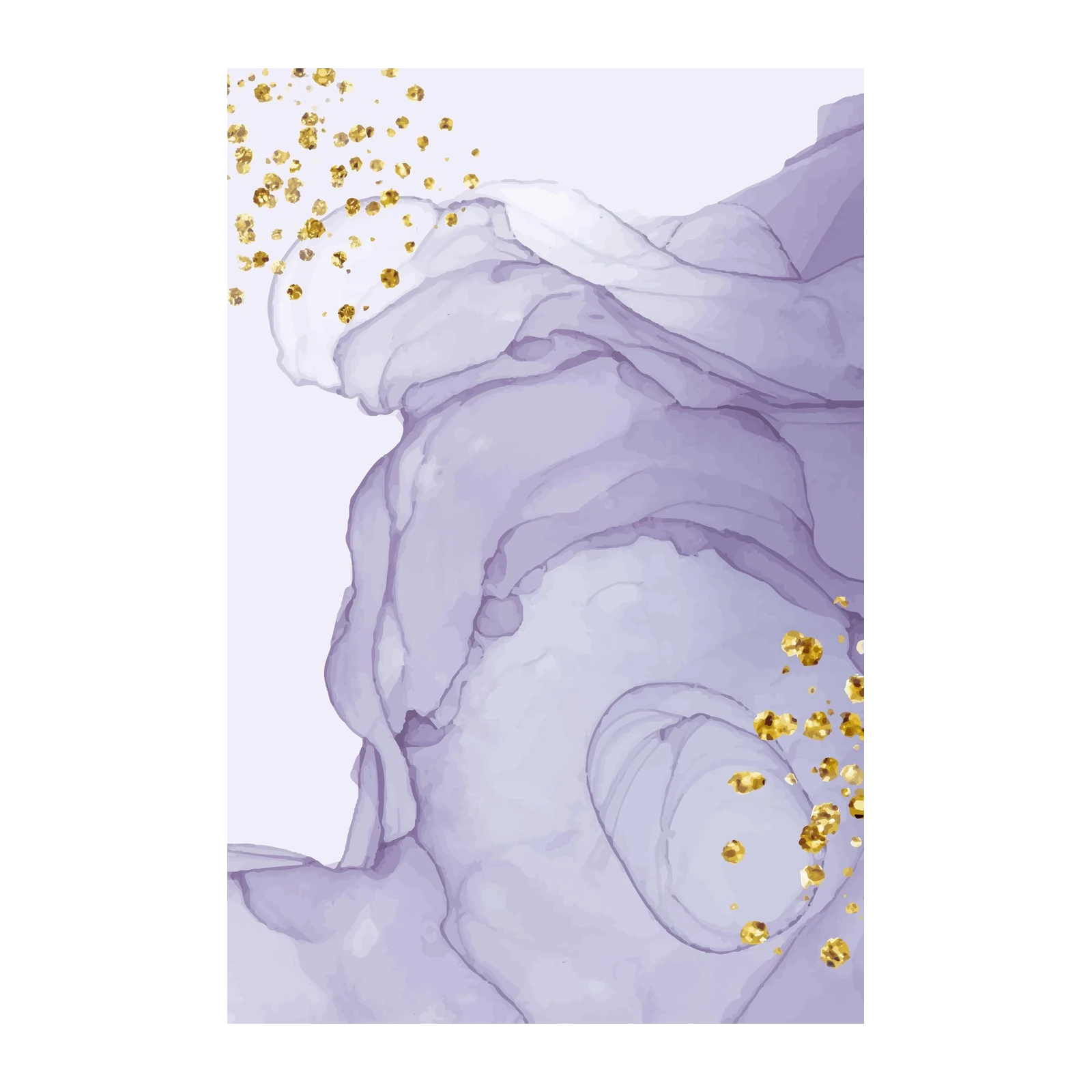 Elegant Lavender & Gold Swirl Wall Art