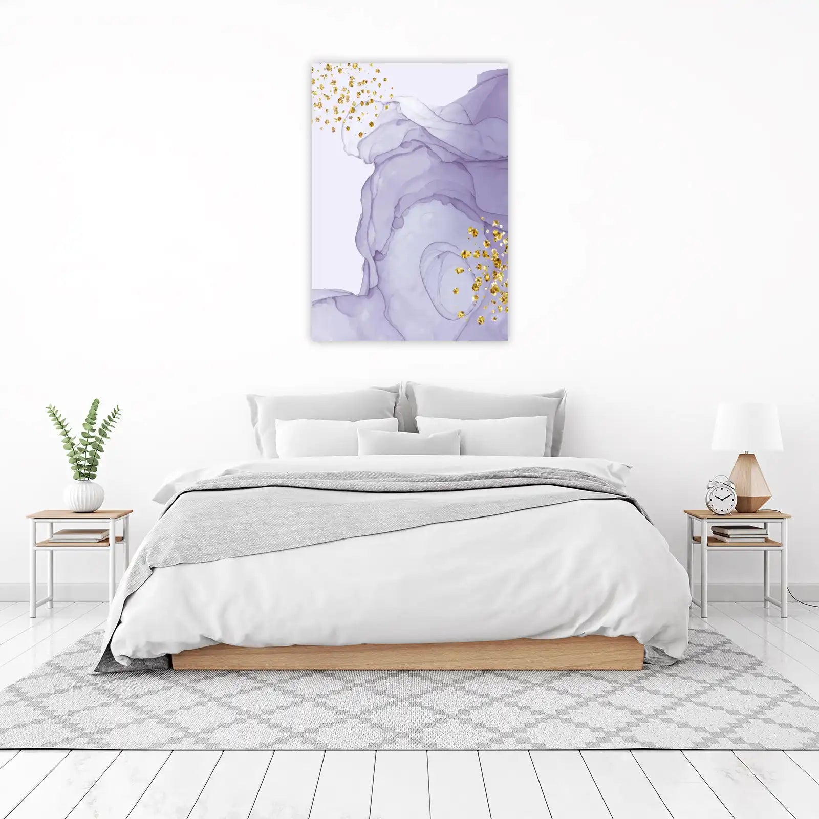 Elegant Lavender & Gold Swirl Wall Art