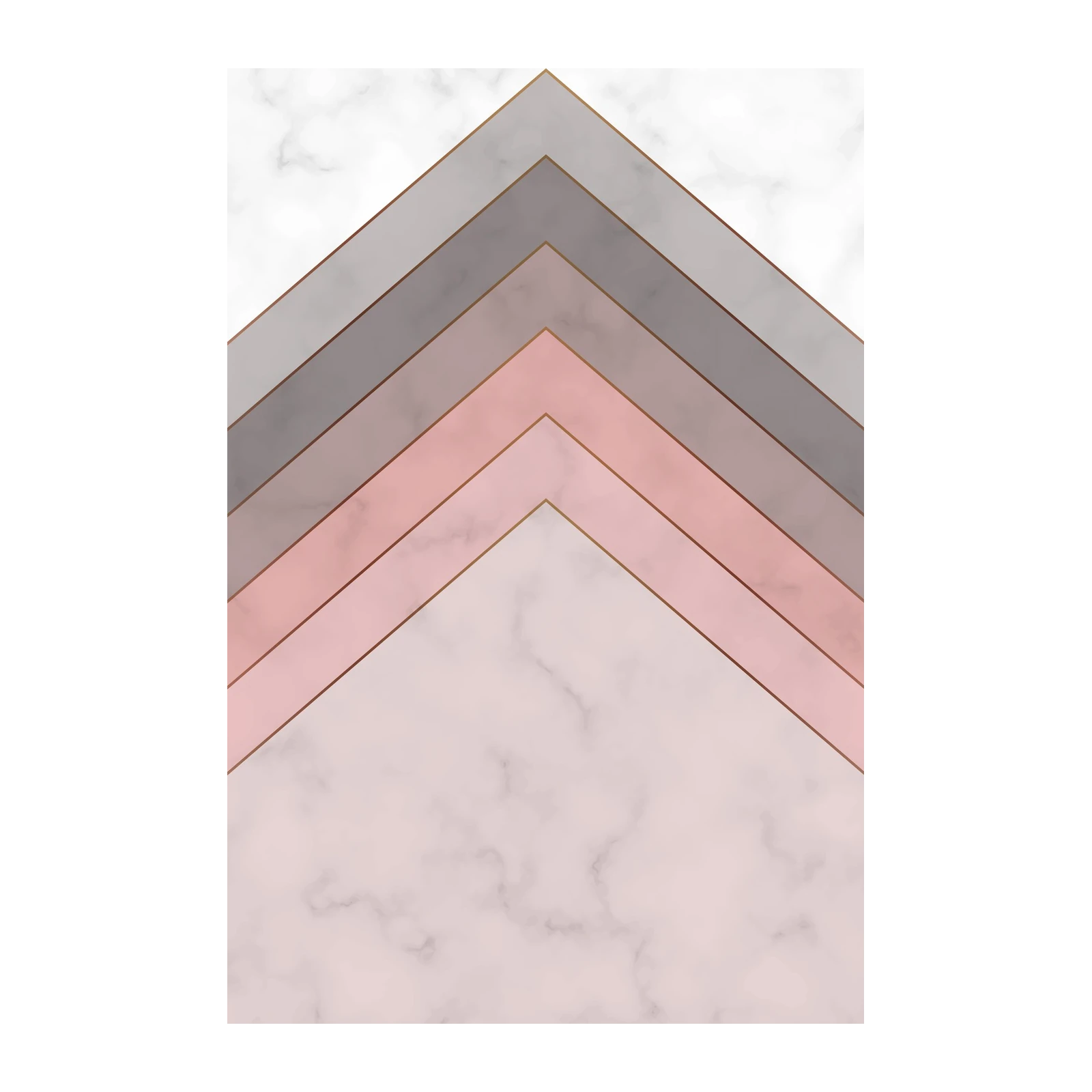 Geometric Marble & Rose Gold Chevron Wall Art