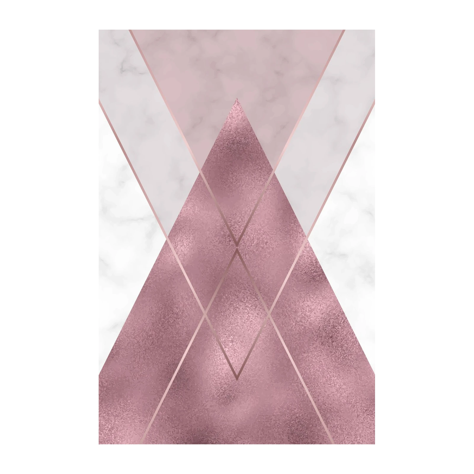 Rose Gold Marble Geometric Triangle Wall Art