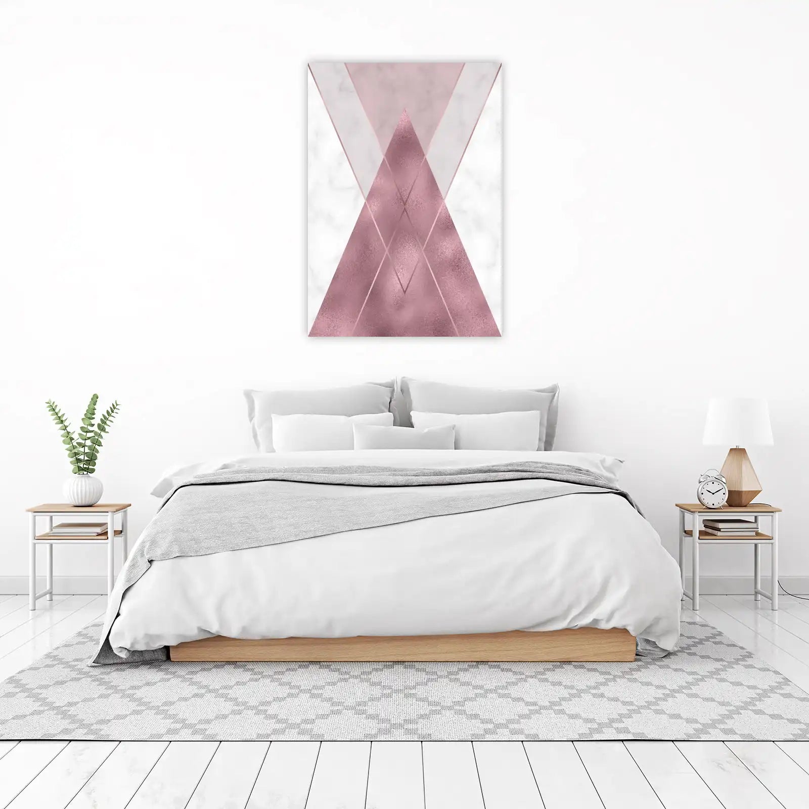 Rose Gold Marble Geometric Triangle Wall Art