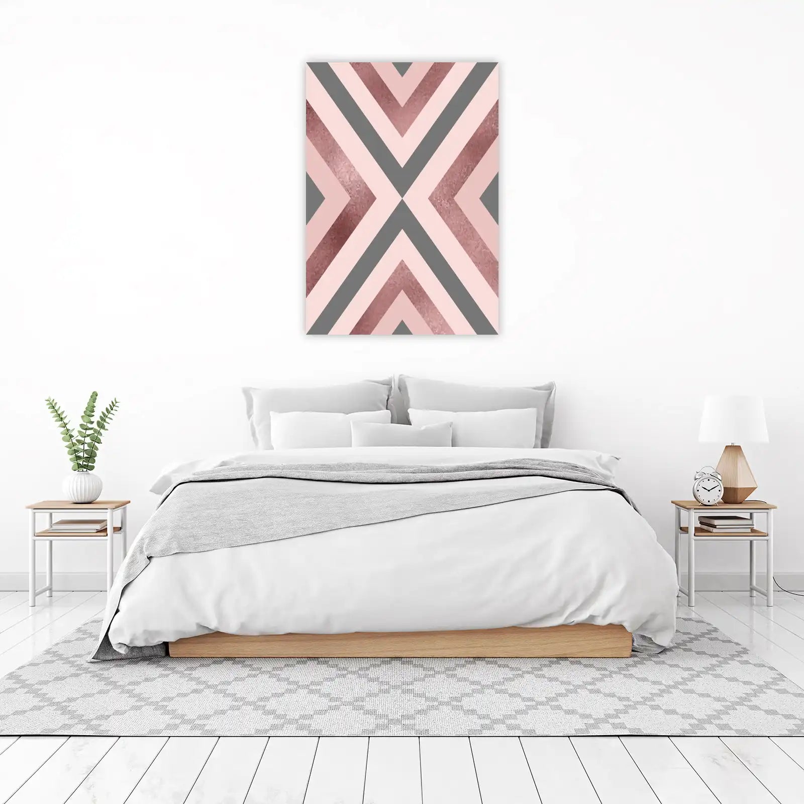 Rose Gold Chevron Geometric Wall Art