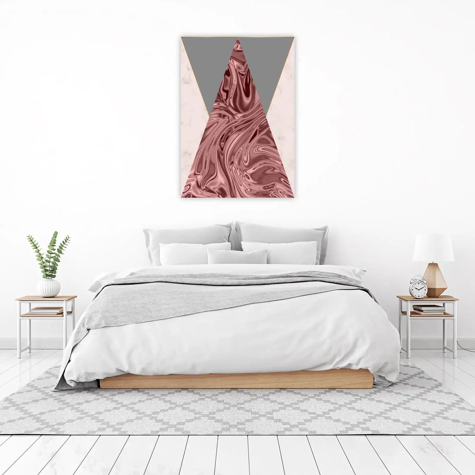 Rose Gold Swirl Geometric Wall Art