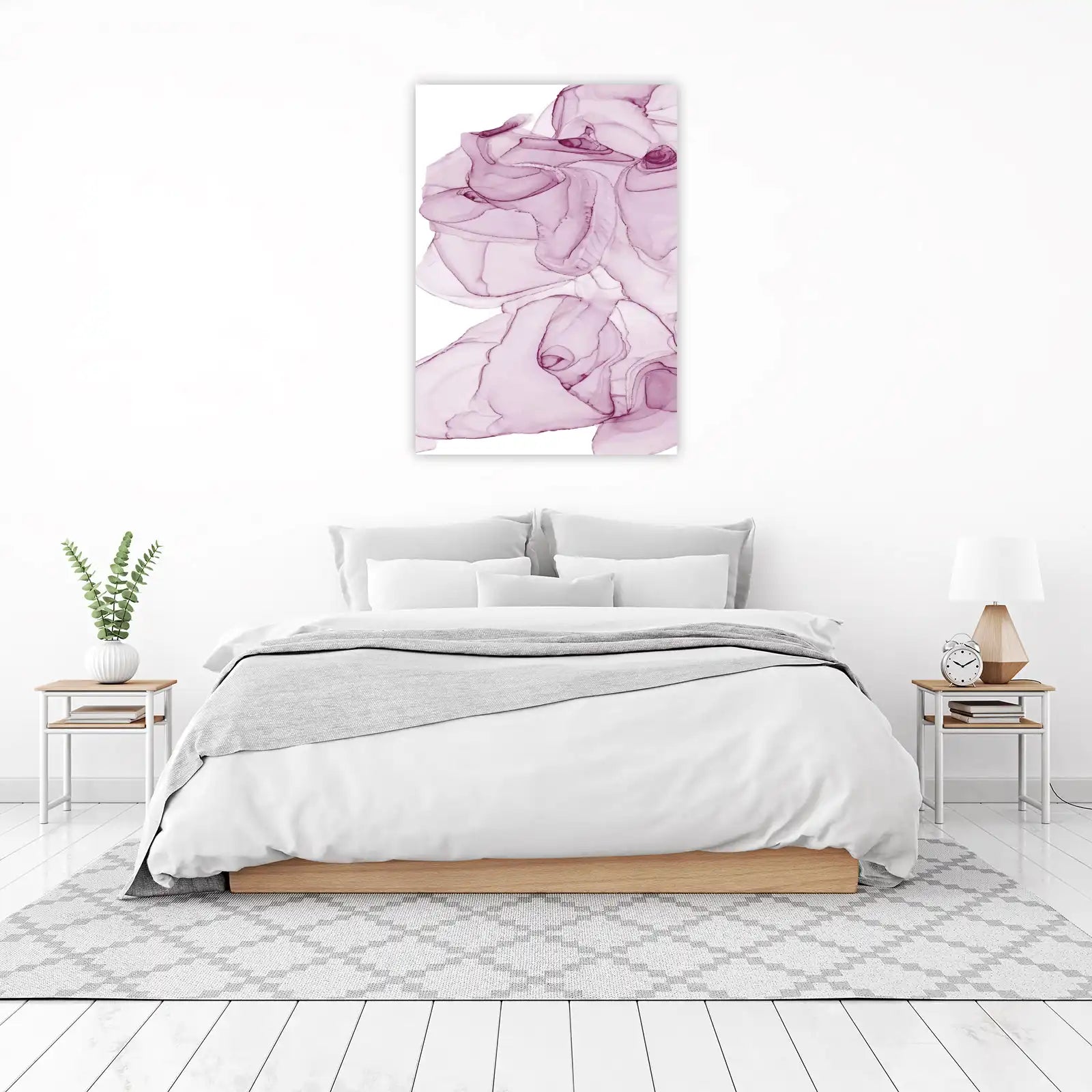 Soft Blush Floral Swirl Wall Art - Elegant Home Decor