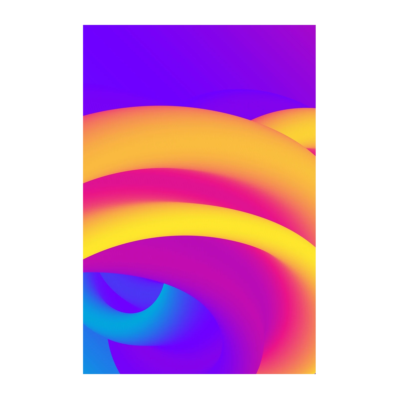 Vibrant Swirl Abstract Yellow Magenta Purple Wall Art